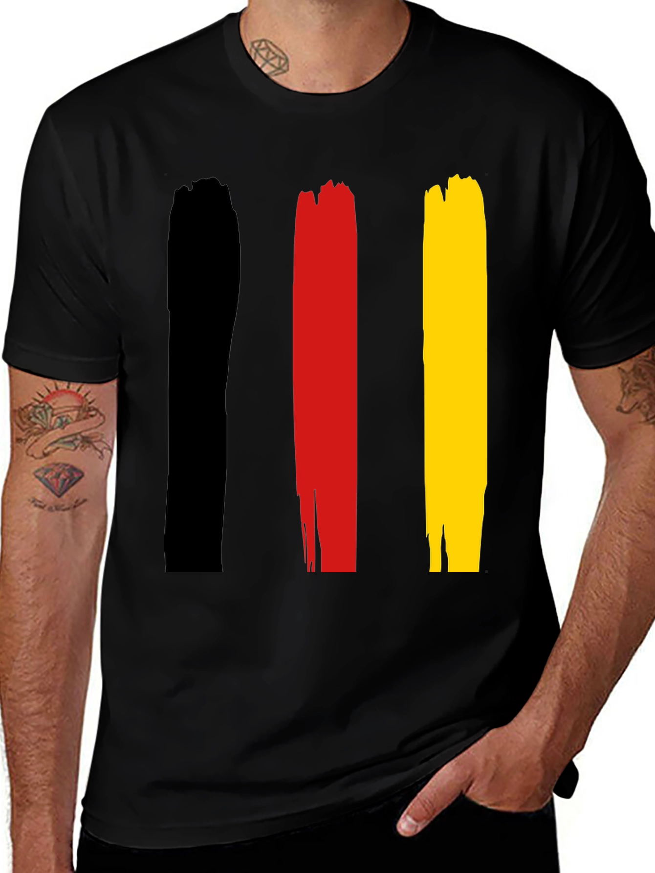Variant 24 of Germany Flag T-Shirt | Black, Red, Gold Brush Strokes