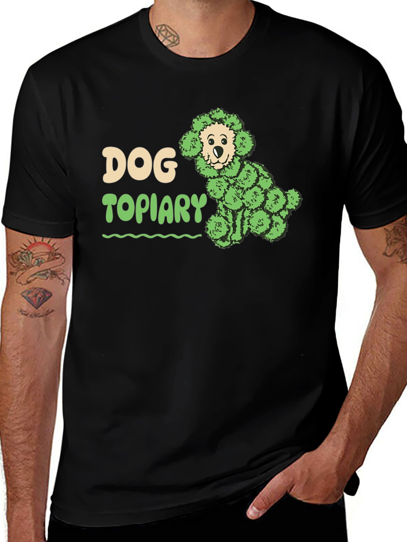 Variant 19 of Dog Topiary T-Shirt - Unique Plant Dog Design