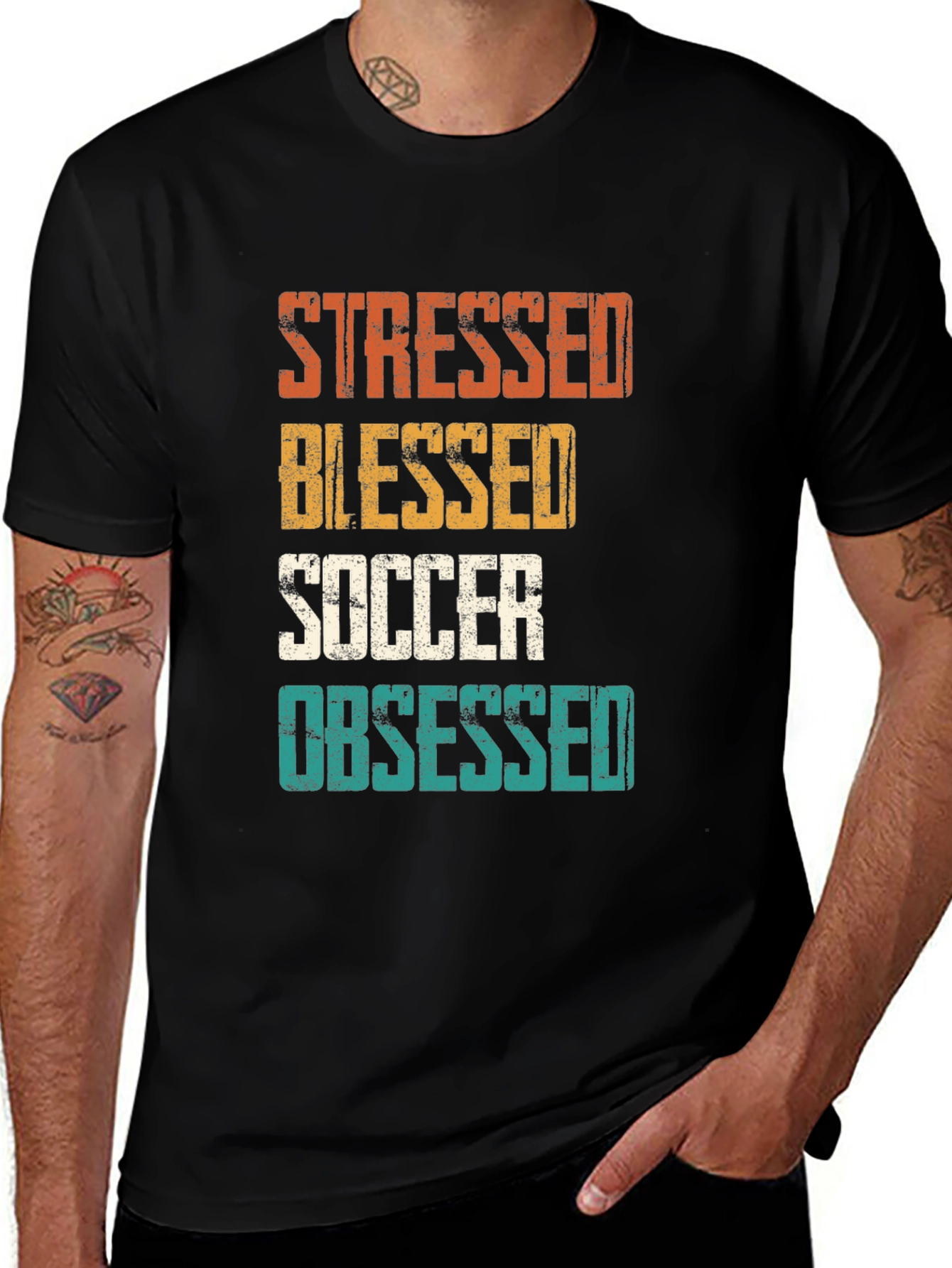 Variant 22 of Stressed Blessed Soccer Obsessed Graphic T-Shirt