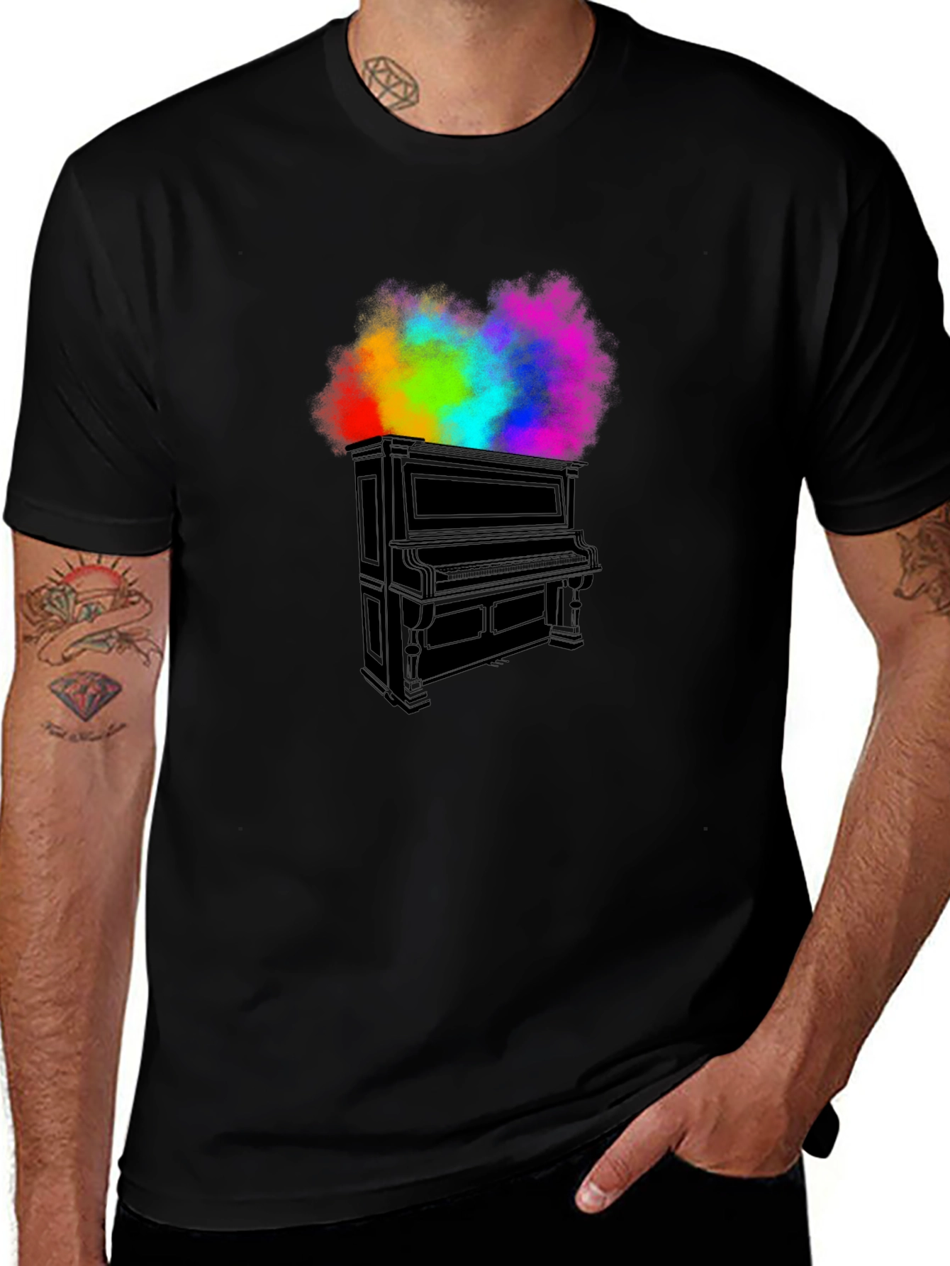 Variant 20 of Piano Rainbow T-Shirt - Music Inspired Tee