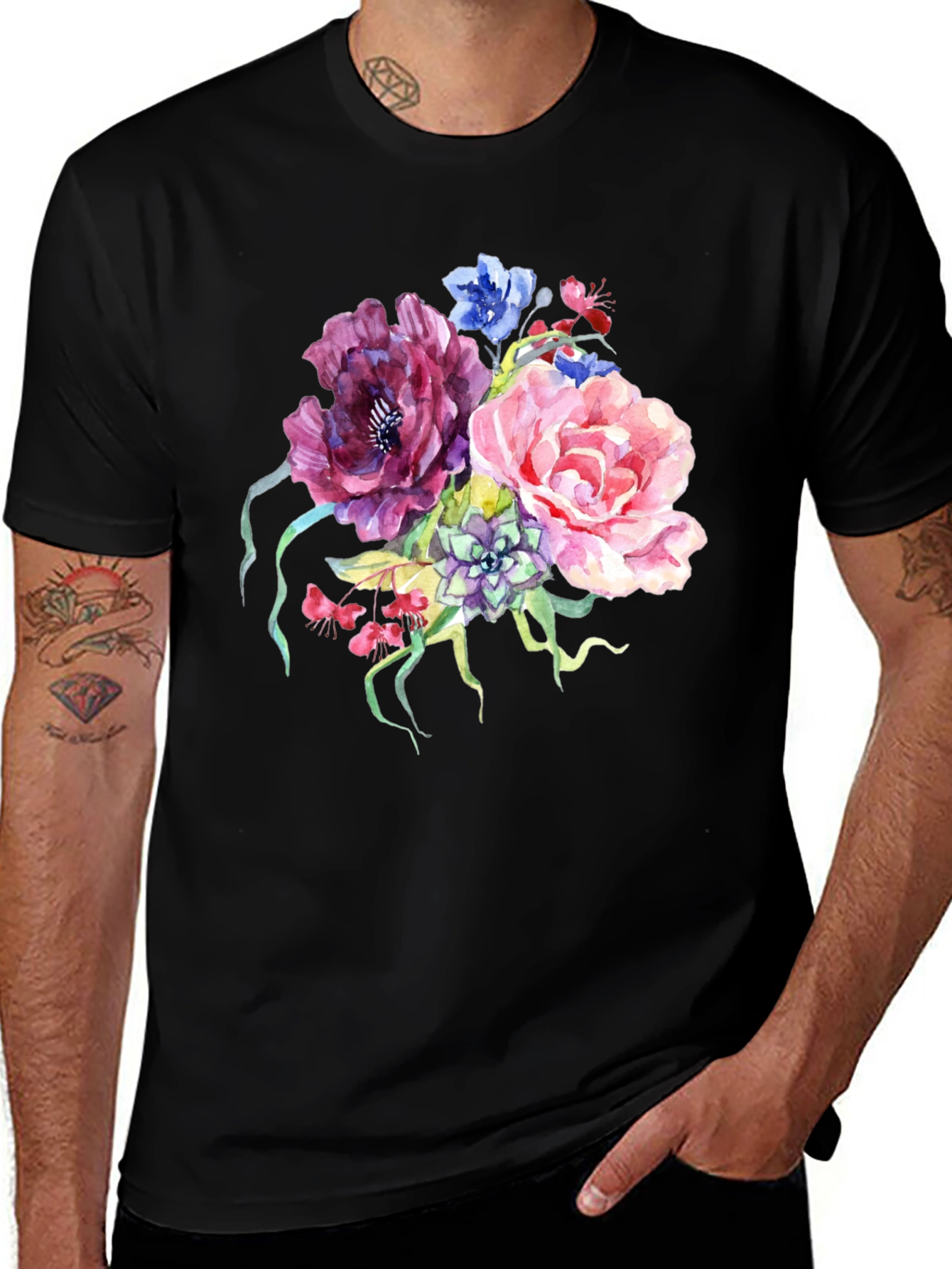 Floral Watercolor Graphic Print Tee