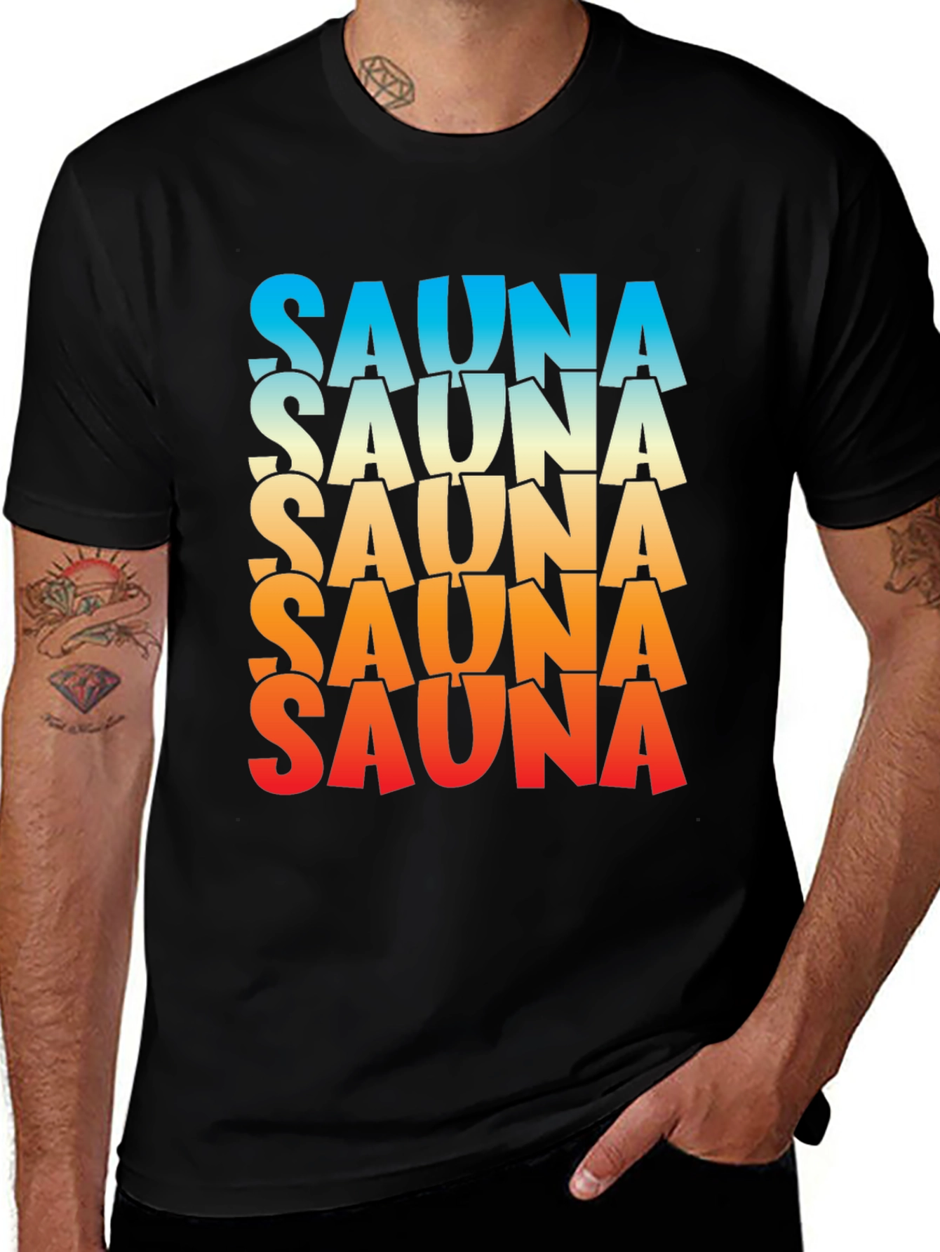 Variant 22 of Sauna Graphic Tee - Gradient Text Unisex Shirt