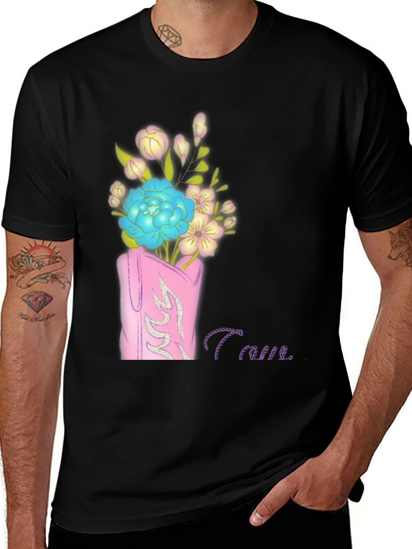 Variant 21 of Floral Cowboy Boot Graphic Tee