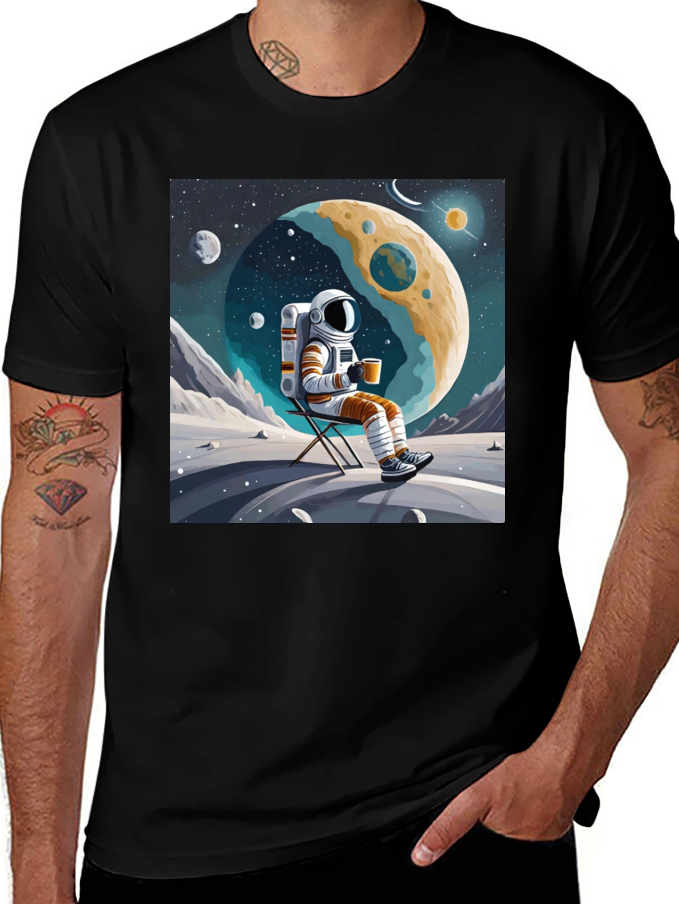 Variant 16 of Astronaut Coffee Break Graphic Tee
