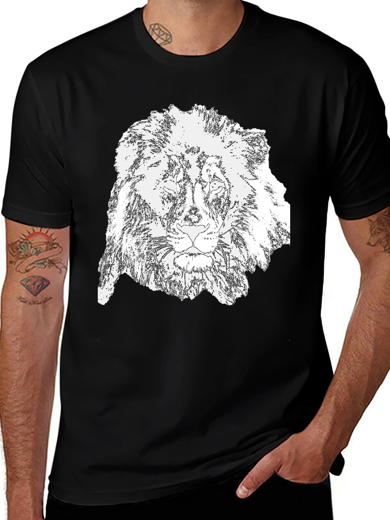 Variant 21 of Lion Graphic Tee - Stylish Men's Black T-Shirt