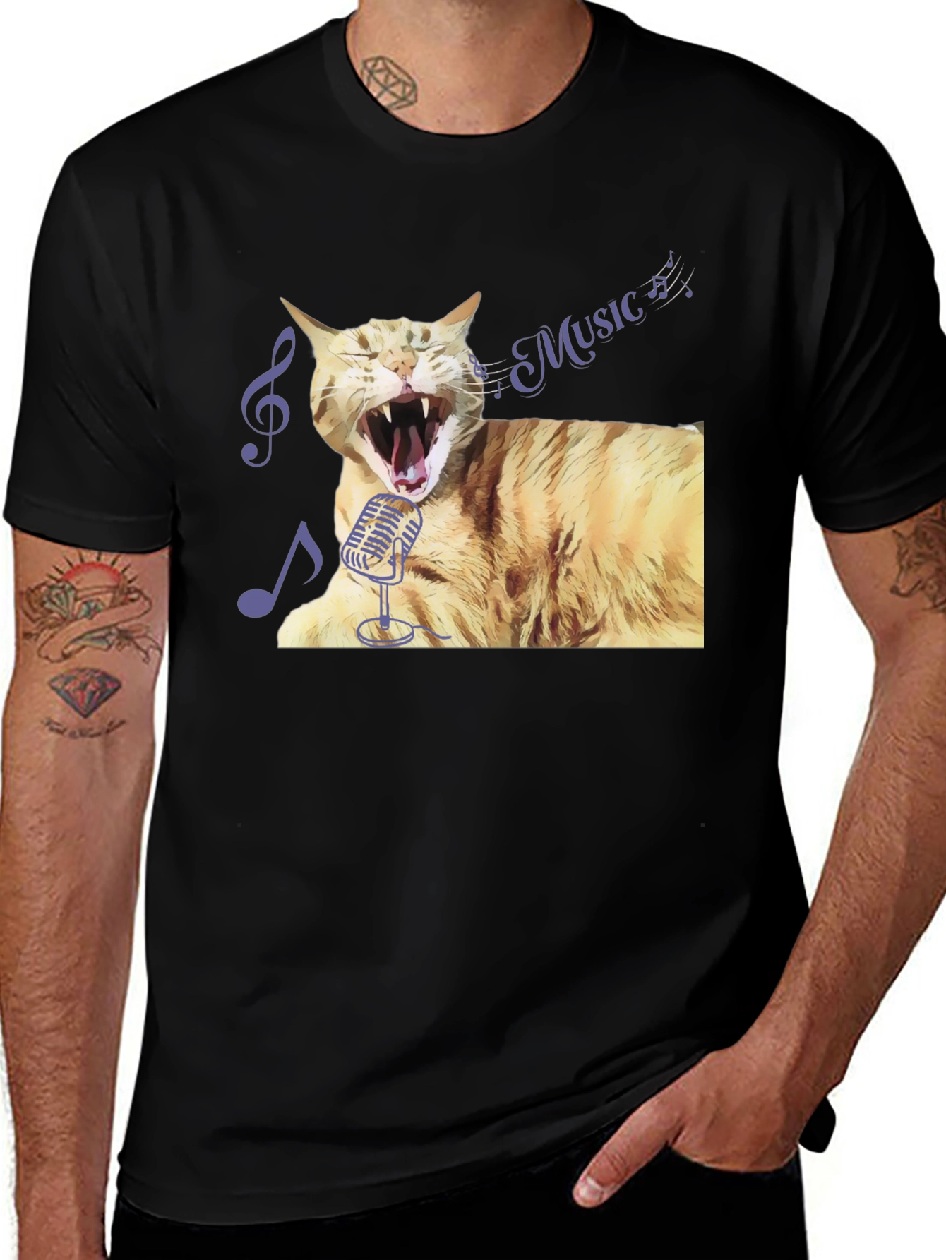 Variant 10 of Singing Cat T-Shirt - Music Lover Tee