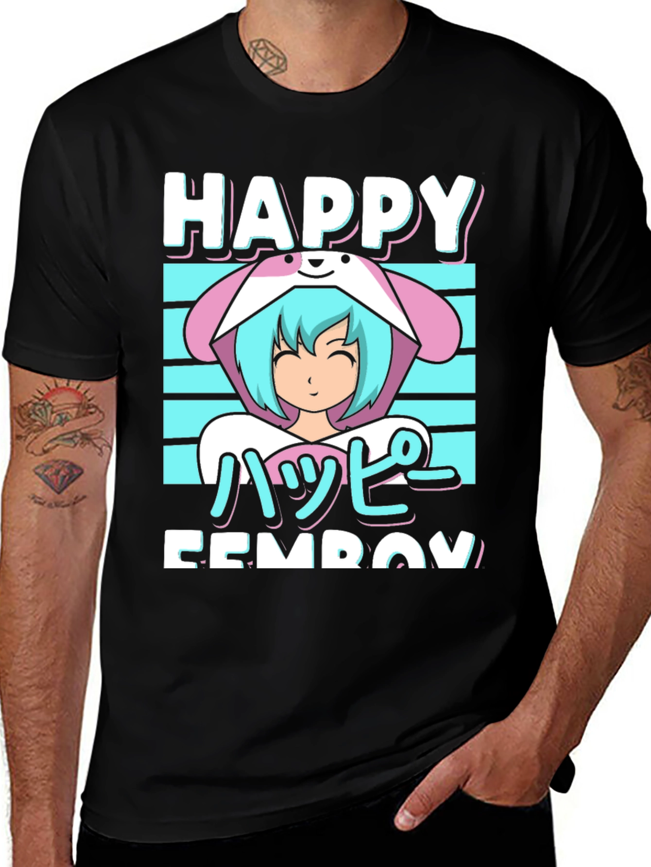 Variant 29 of Happy Femboy T-Shirt Anime Manga Style