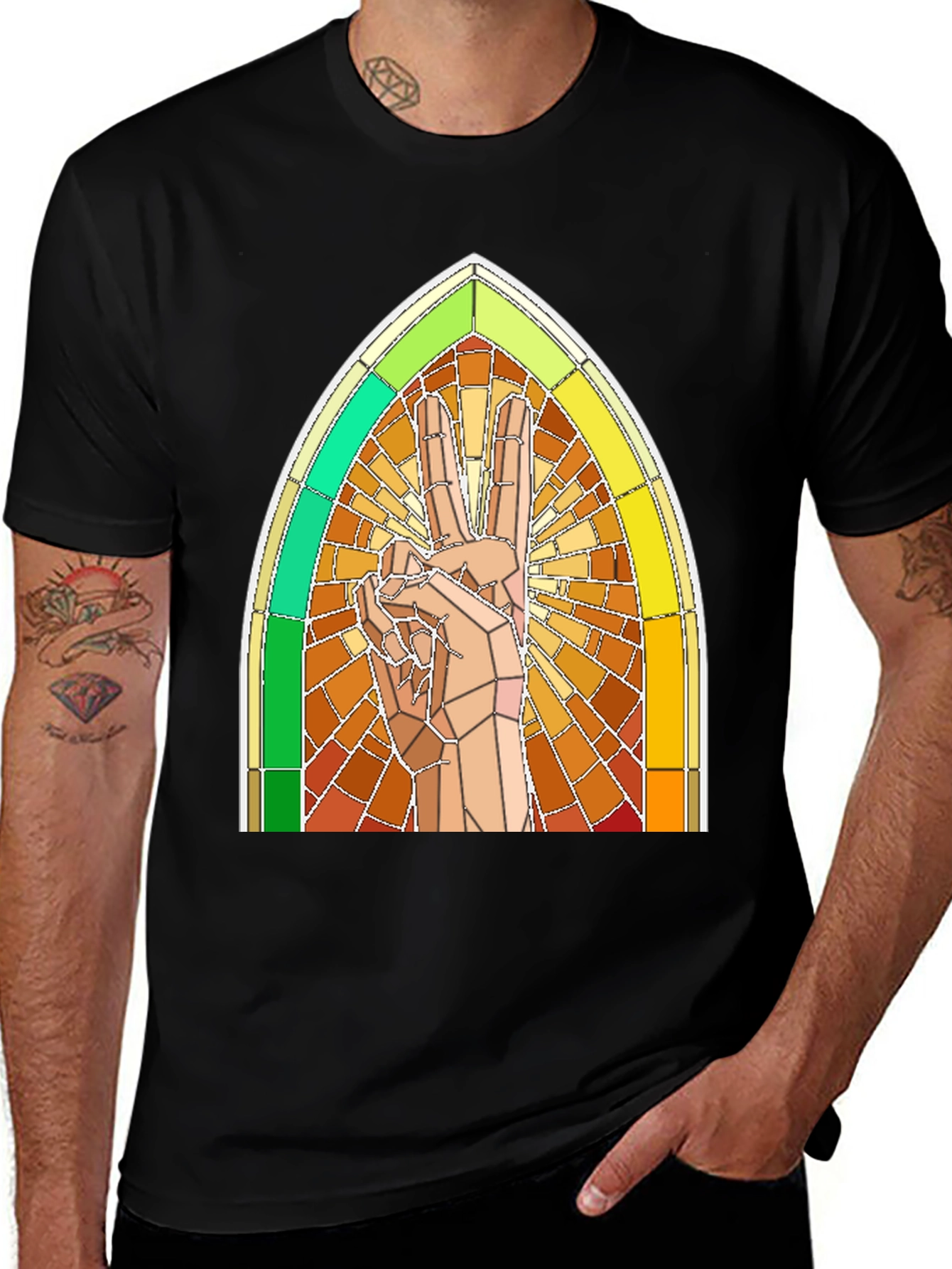 Variant 20 of Stained Glass Peace Sign T-Shirt