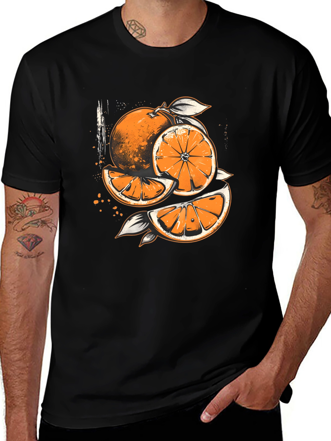Variant 24 of Orange Graphic Black T-Shirt