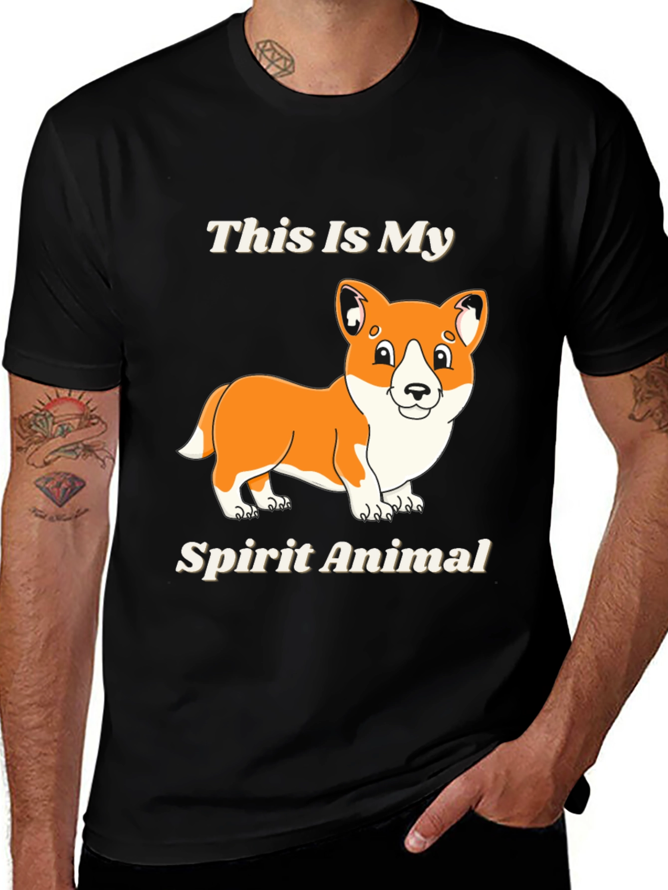 Variant 24 of Corgi Spirit Animal Black T-Shirt