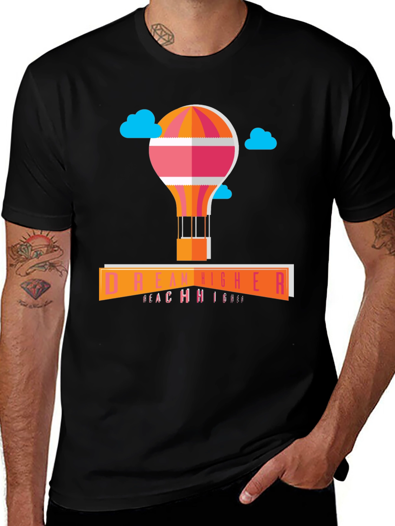 Variant 5 of Dream Higher Graphic Tee - Modern Black T-Shirt
