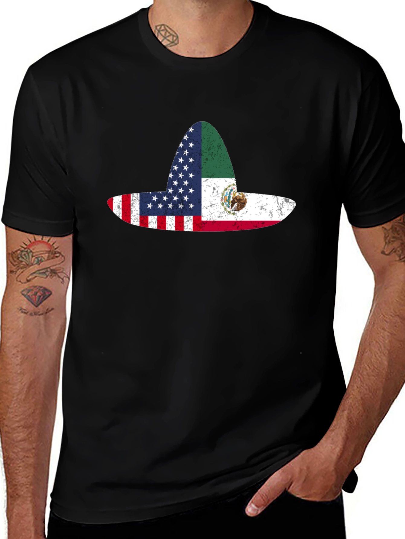 Variant 6 of USA Mexico Sombrero T-Shirt