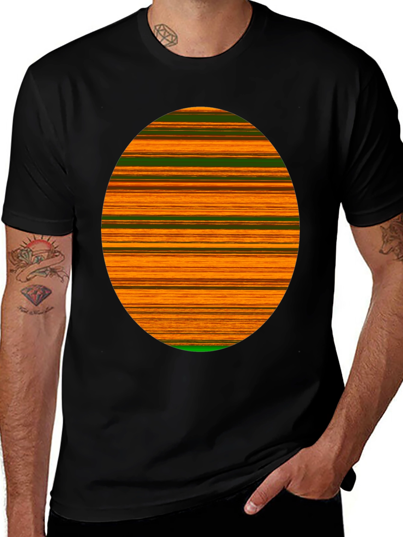 Variant 28 of Striped Oval Graphic Tee - Bold Statement Shirt