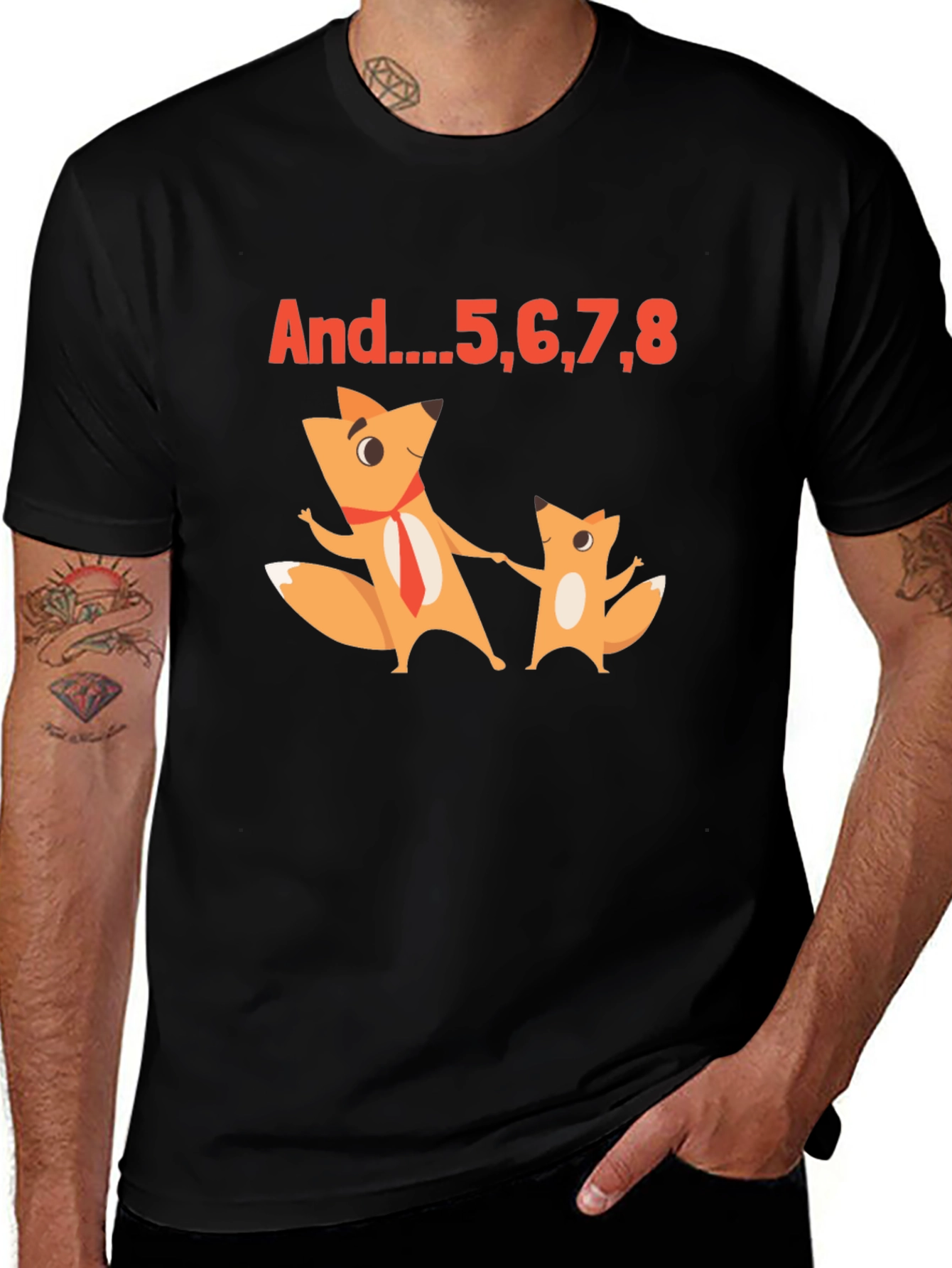 Variant 23 of Funny Foxes T-Shirt - "And...5,6,7,8" Dance Counting Tee
