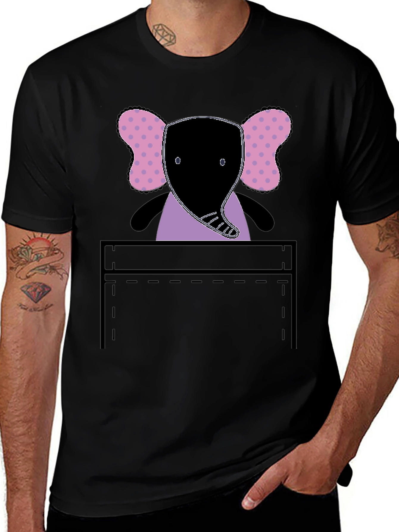 Variant 8 of Elephant Pocket Graphic Tee - Fun and Playful!