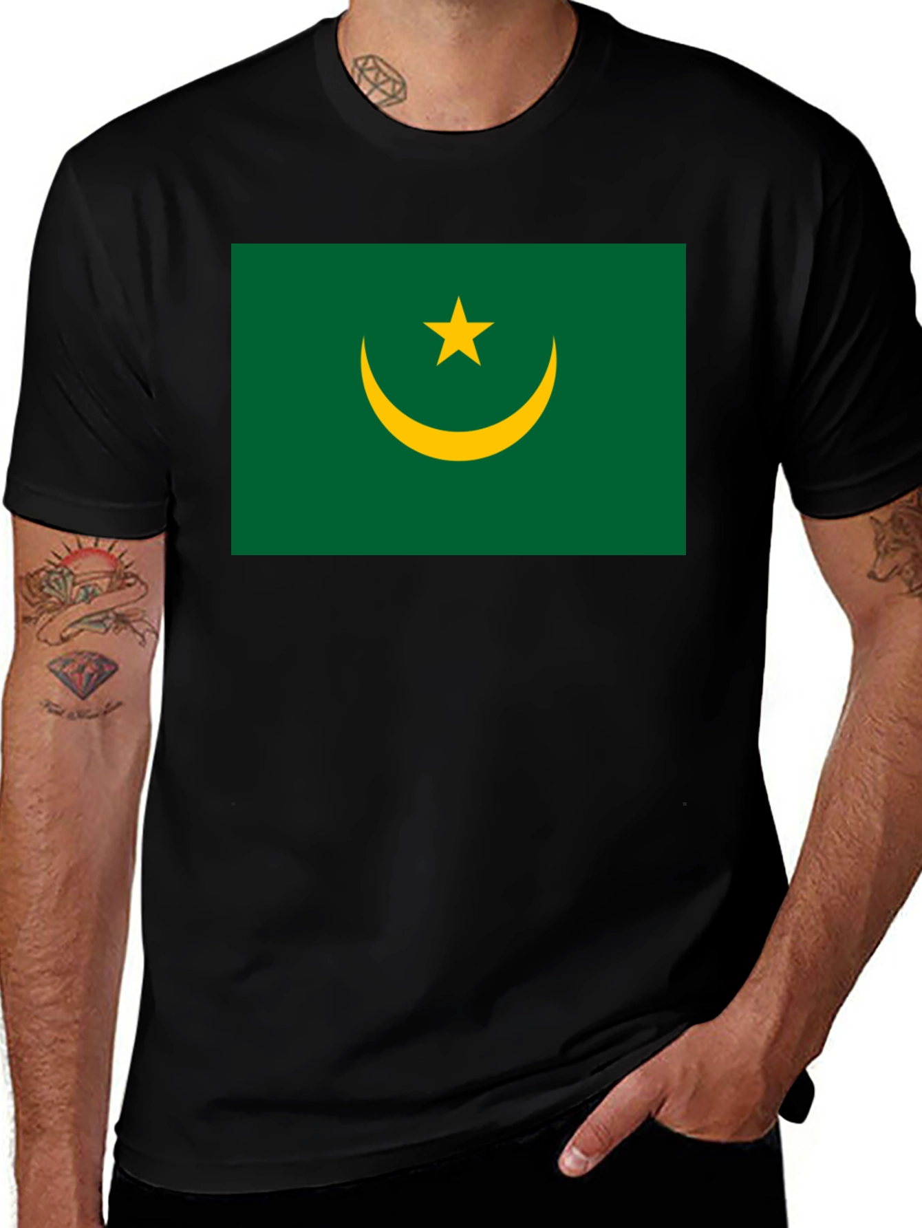 Variant 21 of Mauritania Flag Graphic T-Shirt - Black
