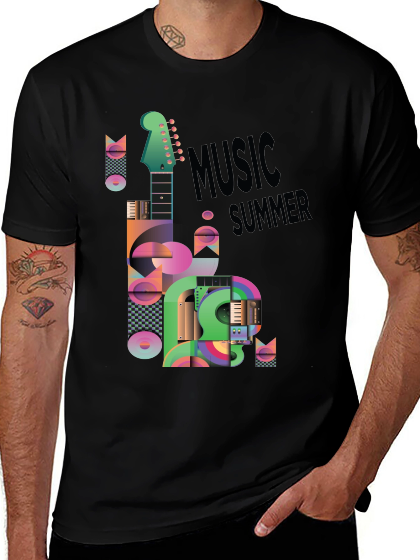 Variant 23 of Music Summer Black Graphic T-Shirt