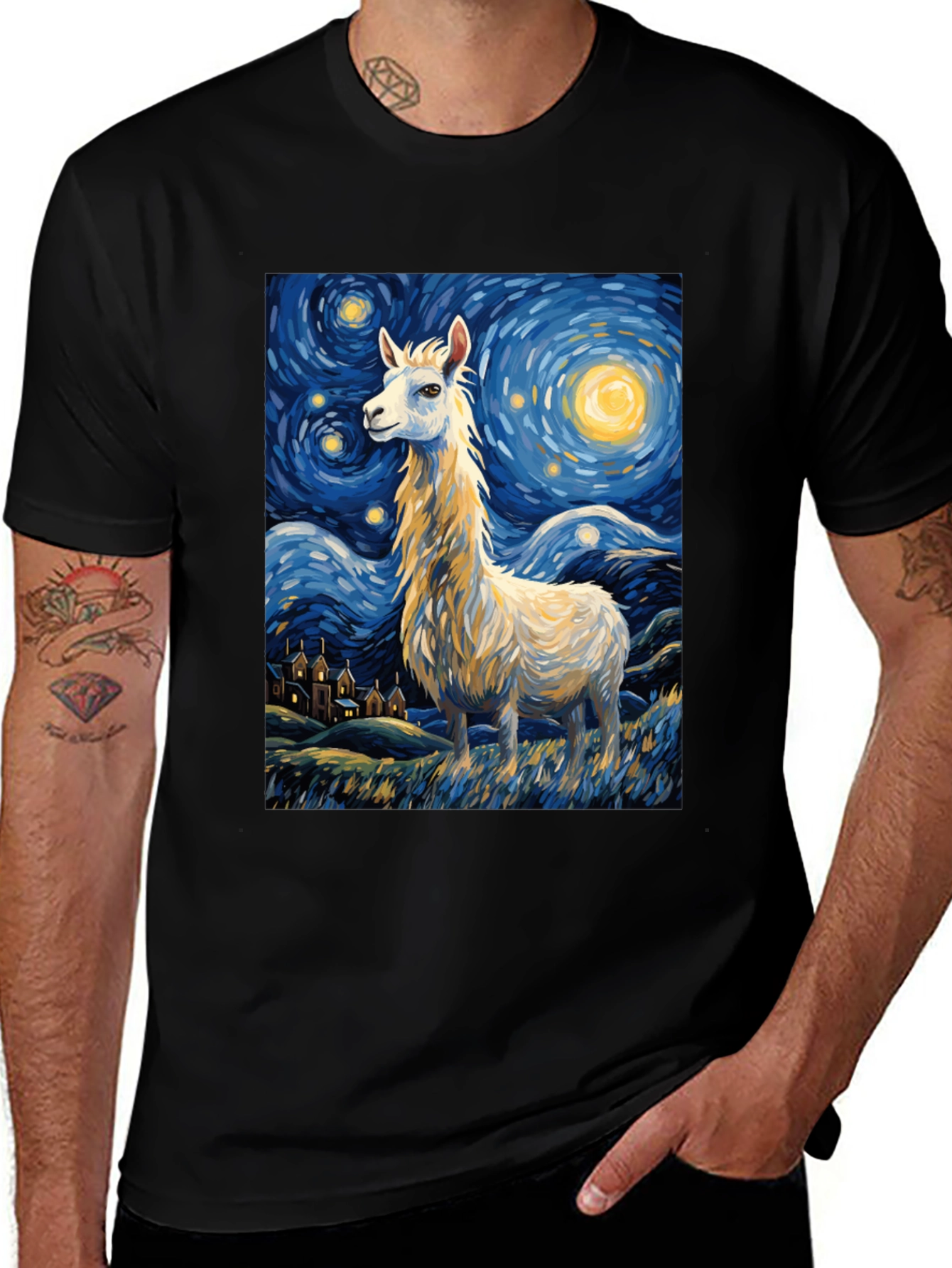 Variant 17 of Starry Night Llama Tee - Artistic Comfort