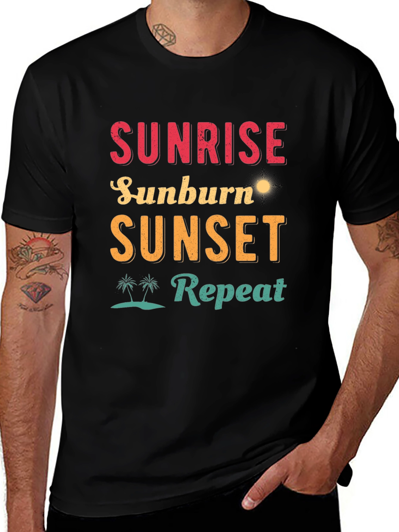 Black Sunrise Sunburn Sunset Repeat Graphic Tee main image