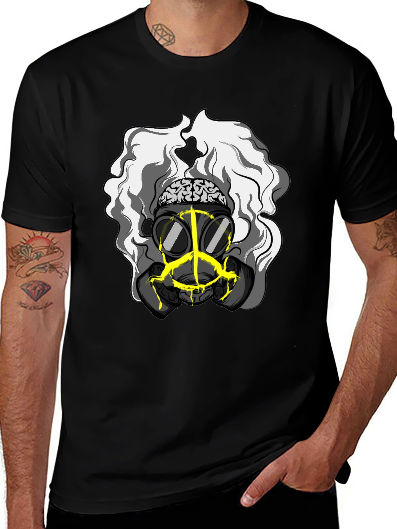 Variant 12 of Brain Gas Mask Graphic Tee - Unique Design