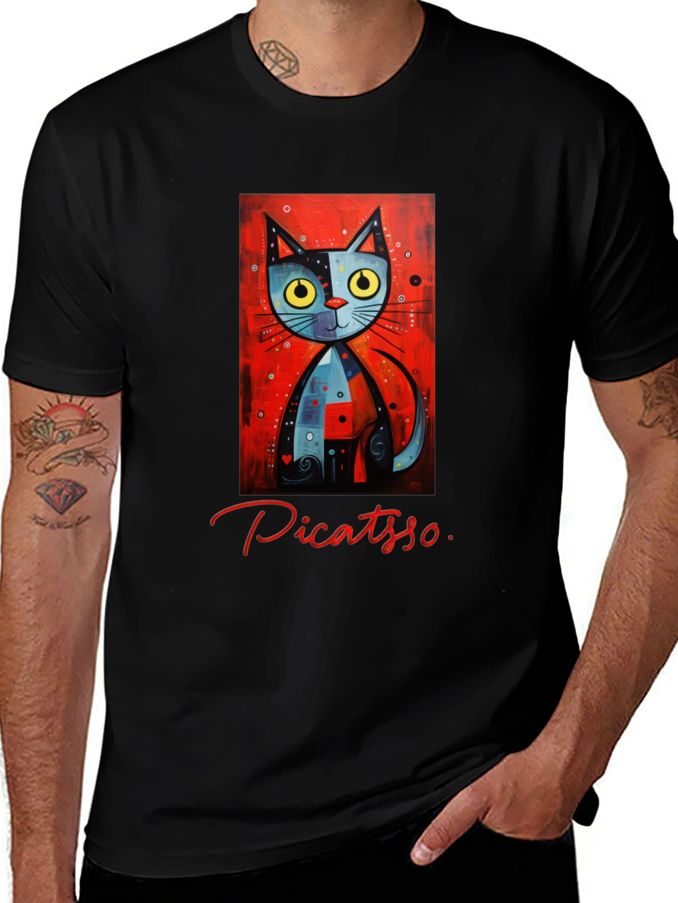 Variant 11 of Picatso Cat Graphic T-Shirt - Artistic Novelty Tee