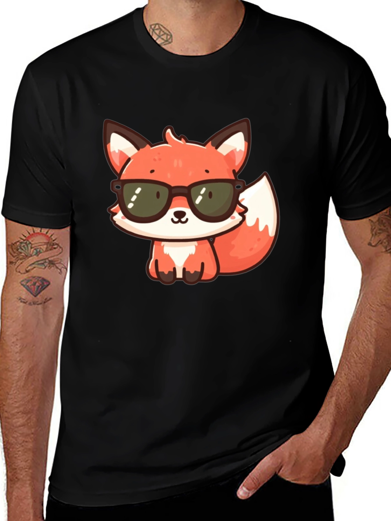 Variant 13 of Cool Fox Graphic T-Shirt - Black Cotton Tee