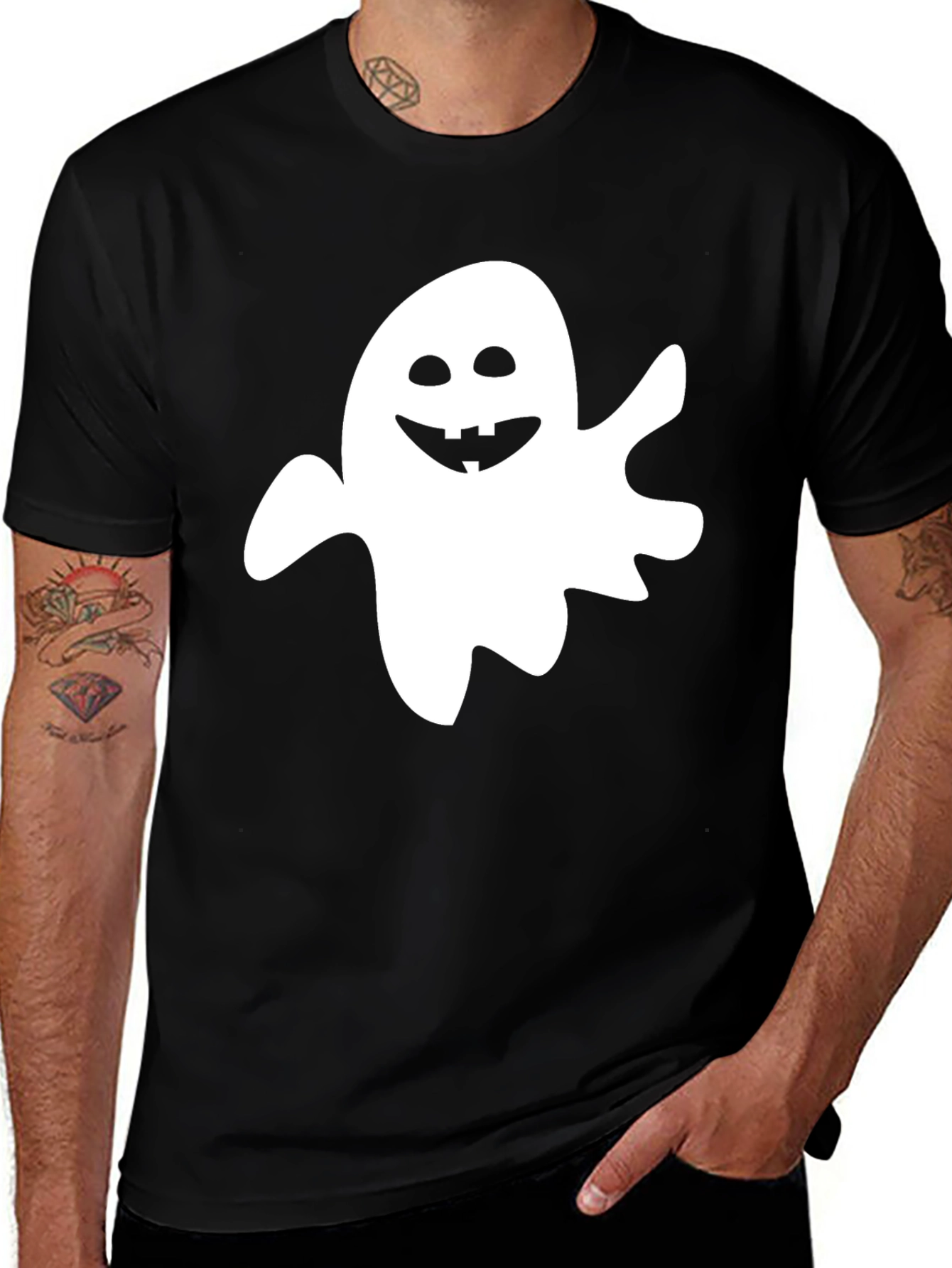 Variant 26 of Halloween Ghost Graphic T-Shirt - Black