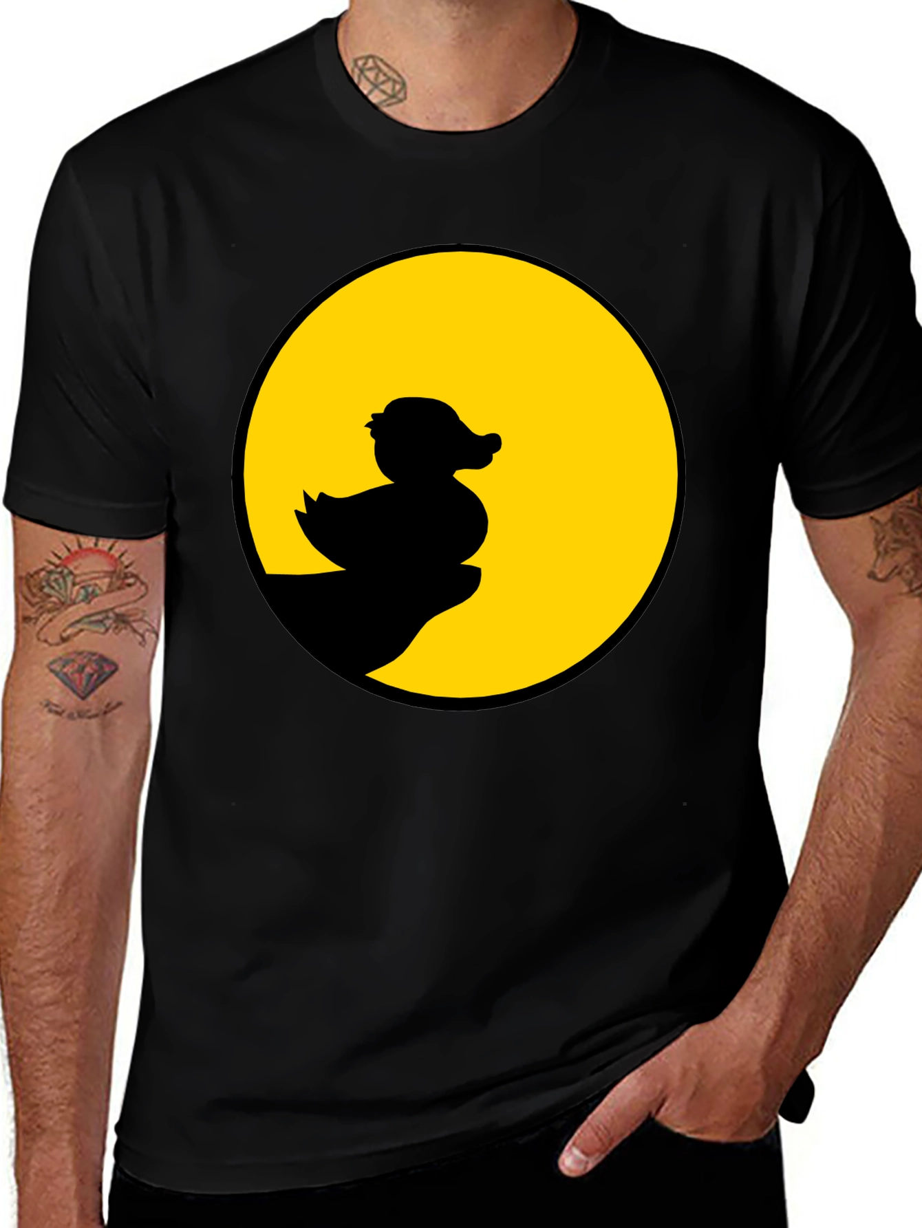 Variant 29 of Duck Silhouette Graphic Tee - Black Cotton Casual Shirt