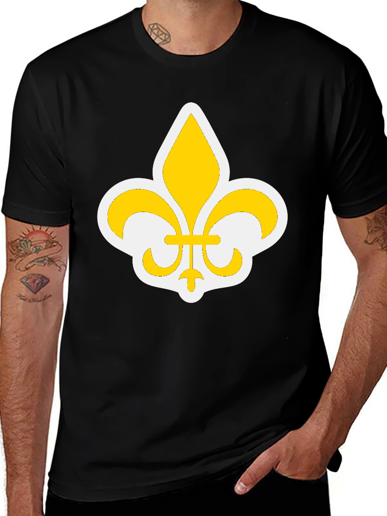 Variant 19 of Fleur-de-Lis Graphic Black T-Shirt