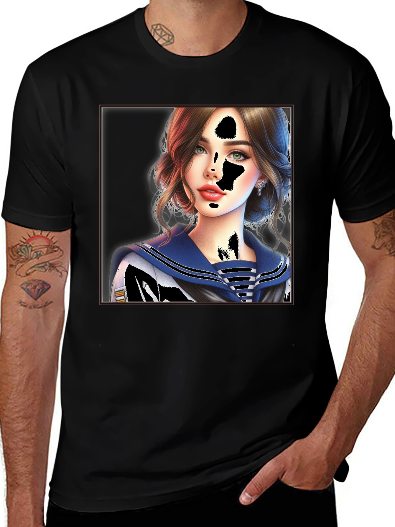 Variant 13 of Sailor Girl Graphic Print Black T-Shirt
