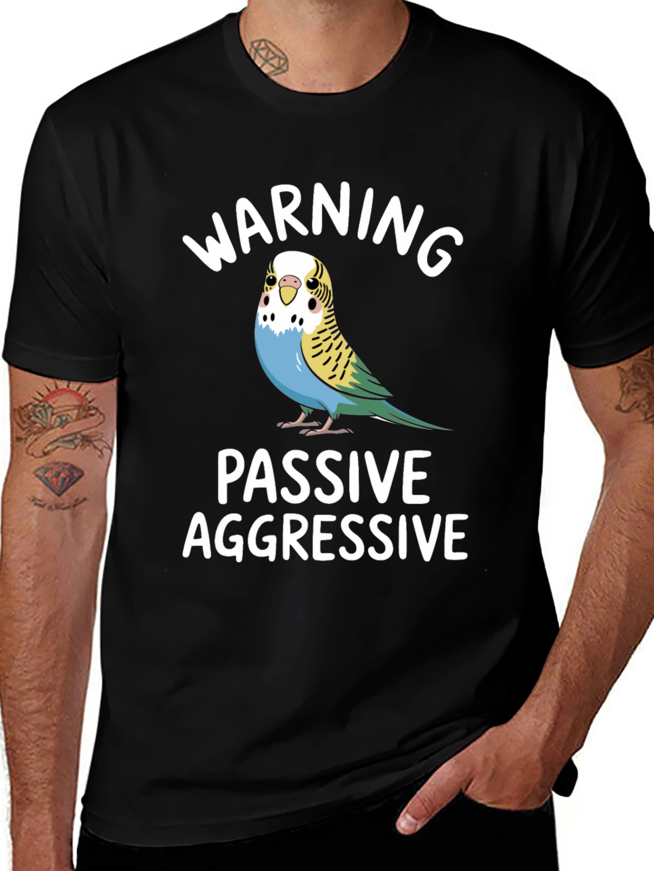Variant 4 of Warning Passive Aggressive Budgie T-Shirt