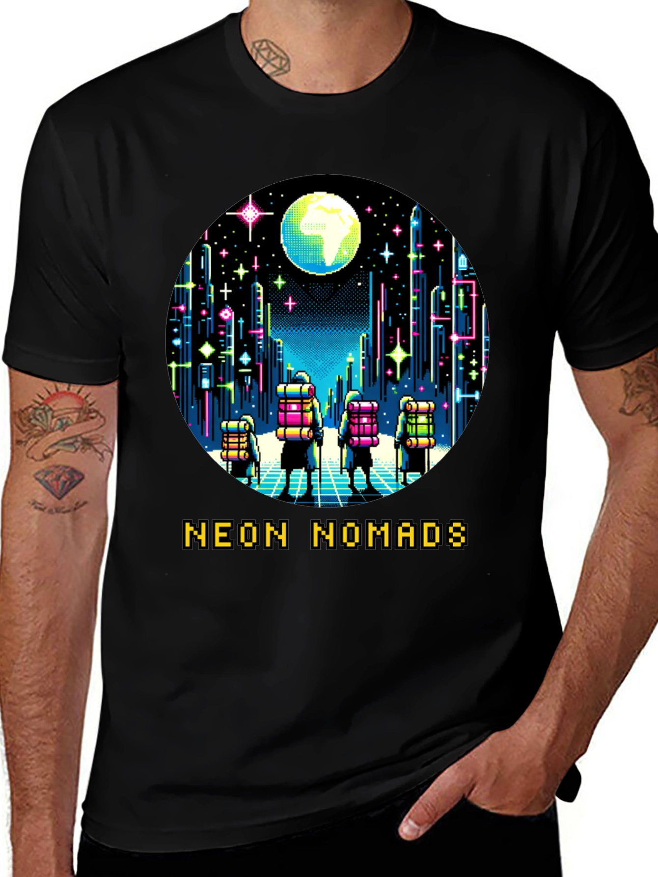 Variant 12 of Neon Nomads Black Graphic Tee
