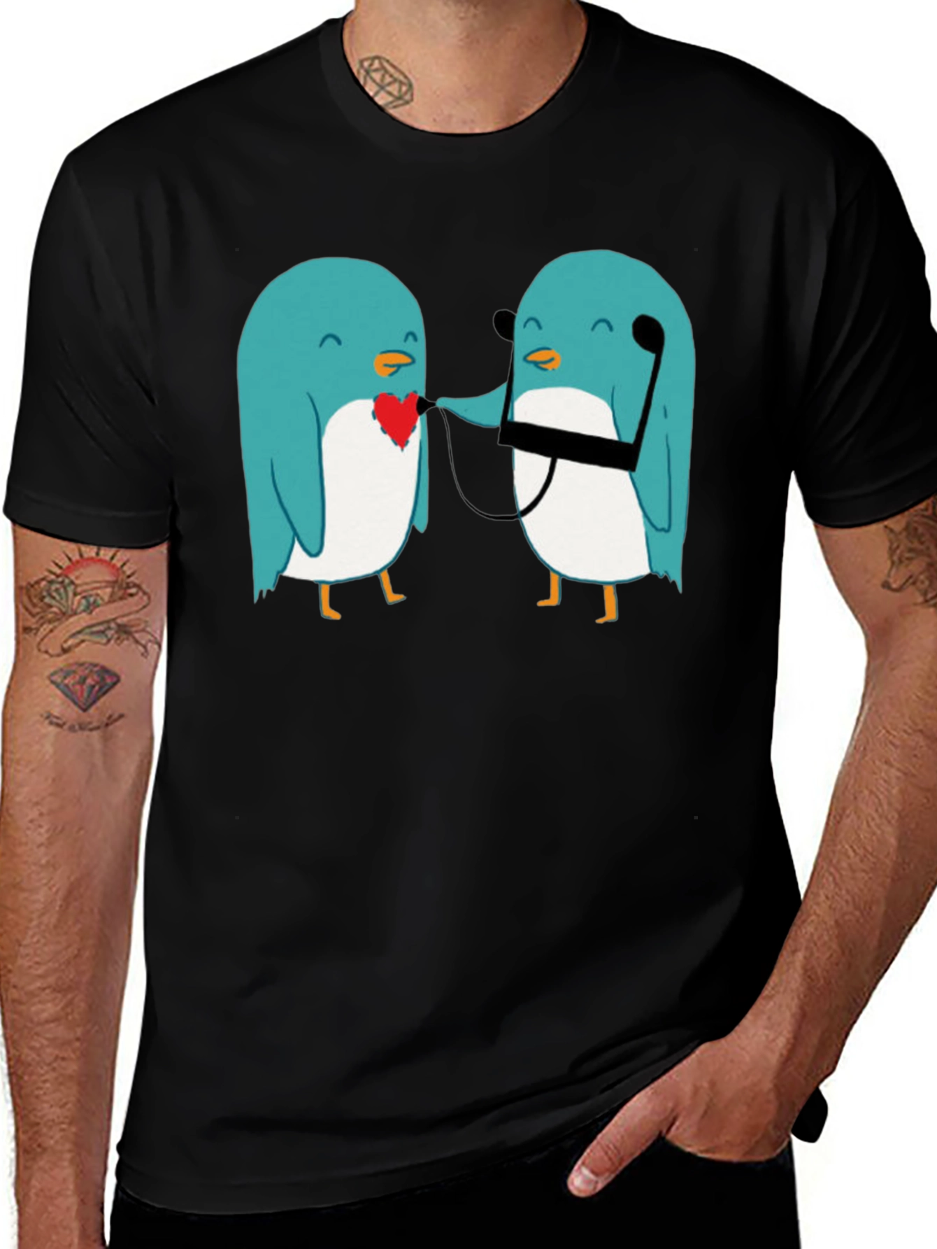 Variant 30 of Cute Penguin Love Heart Graphic Tee