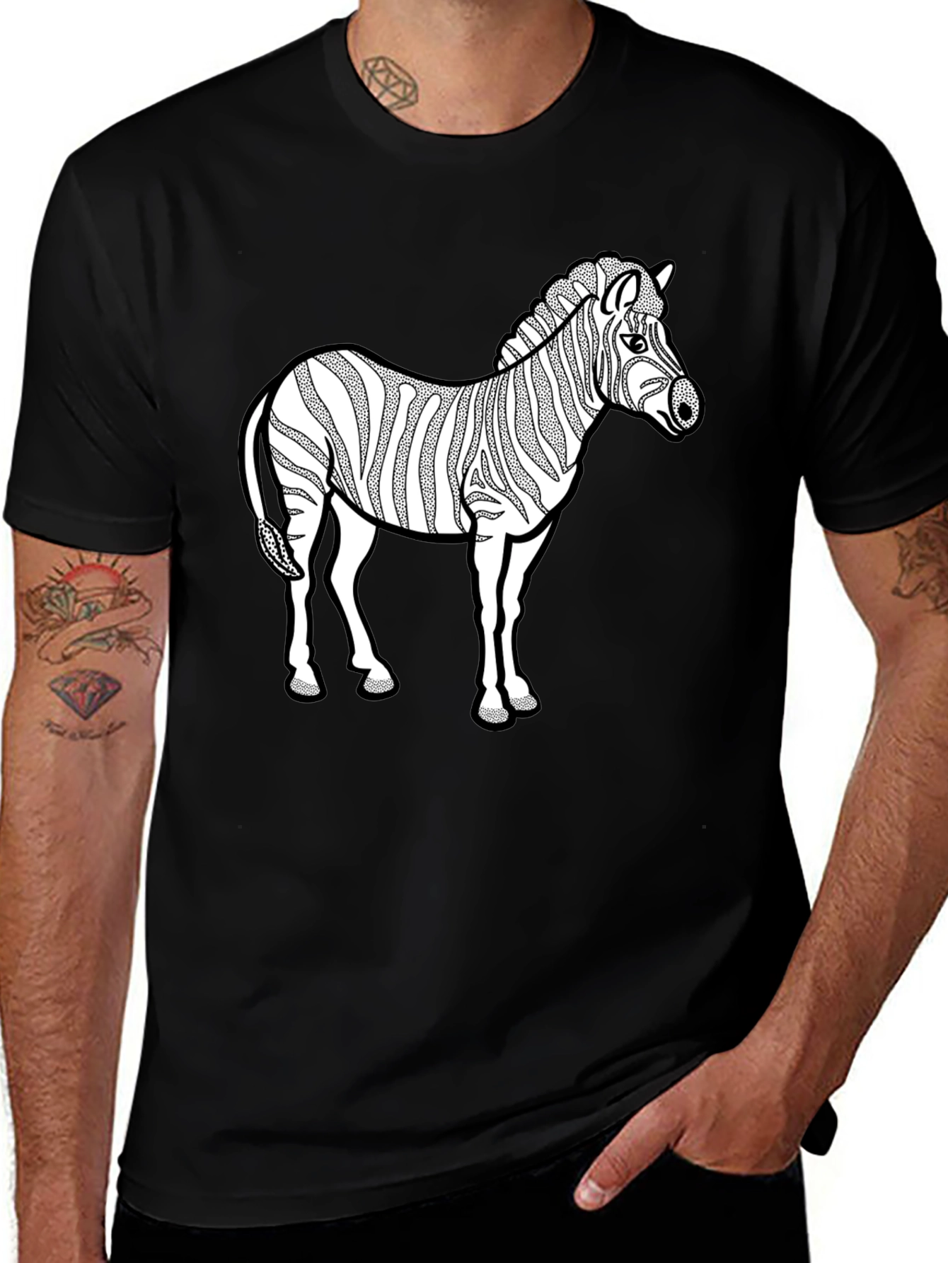 Variant 8 of Zebra Graphic Print T-Shirt - Black