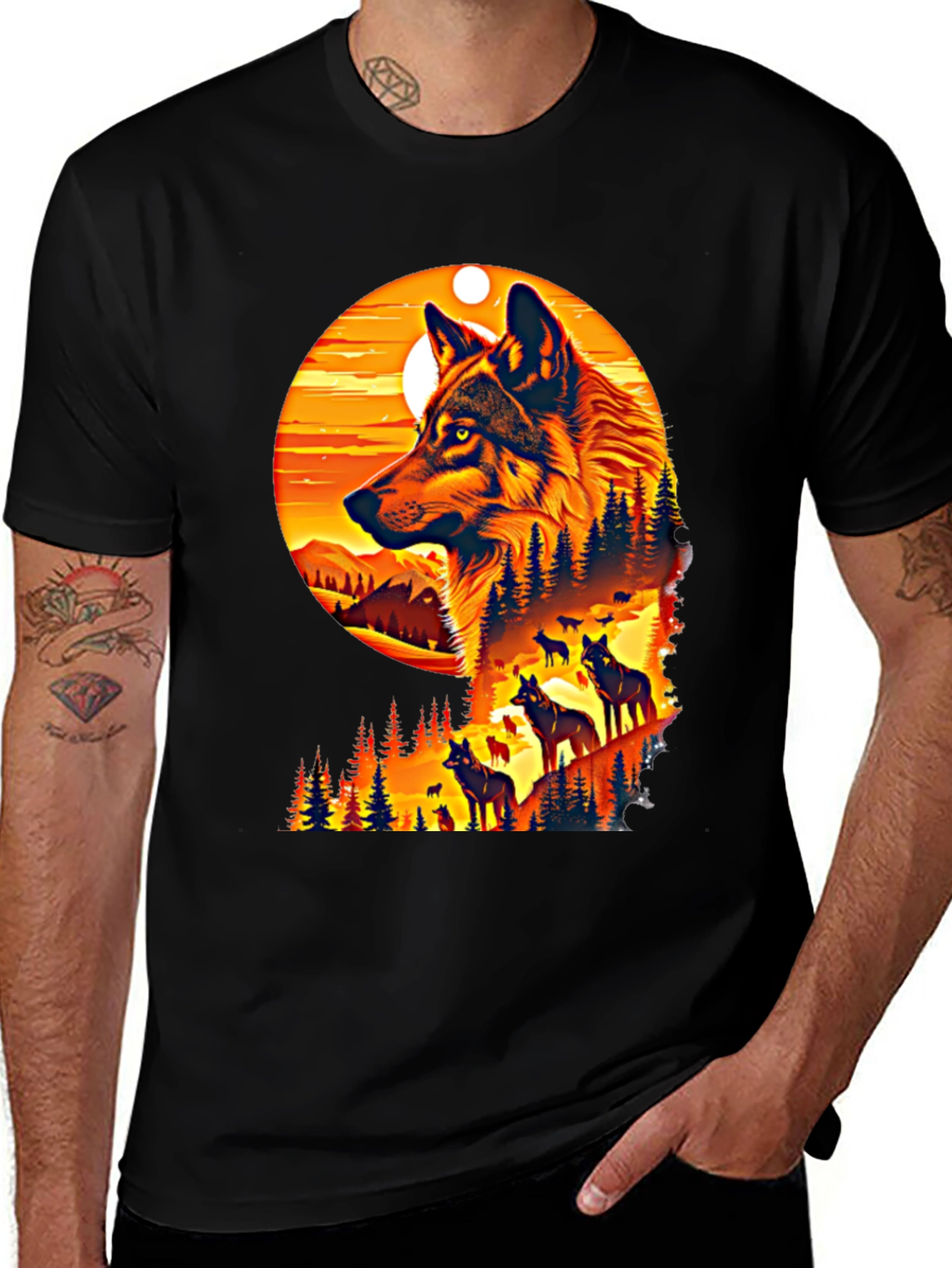 Variant 12 of Wolf Pack Graphic Tee - Nature Inspired Design