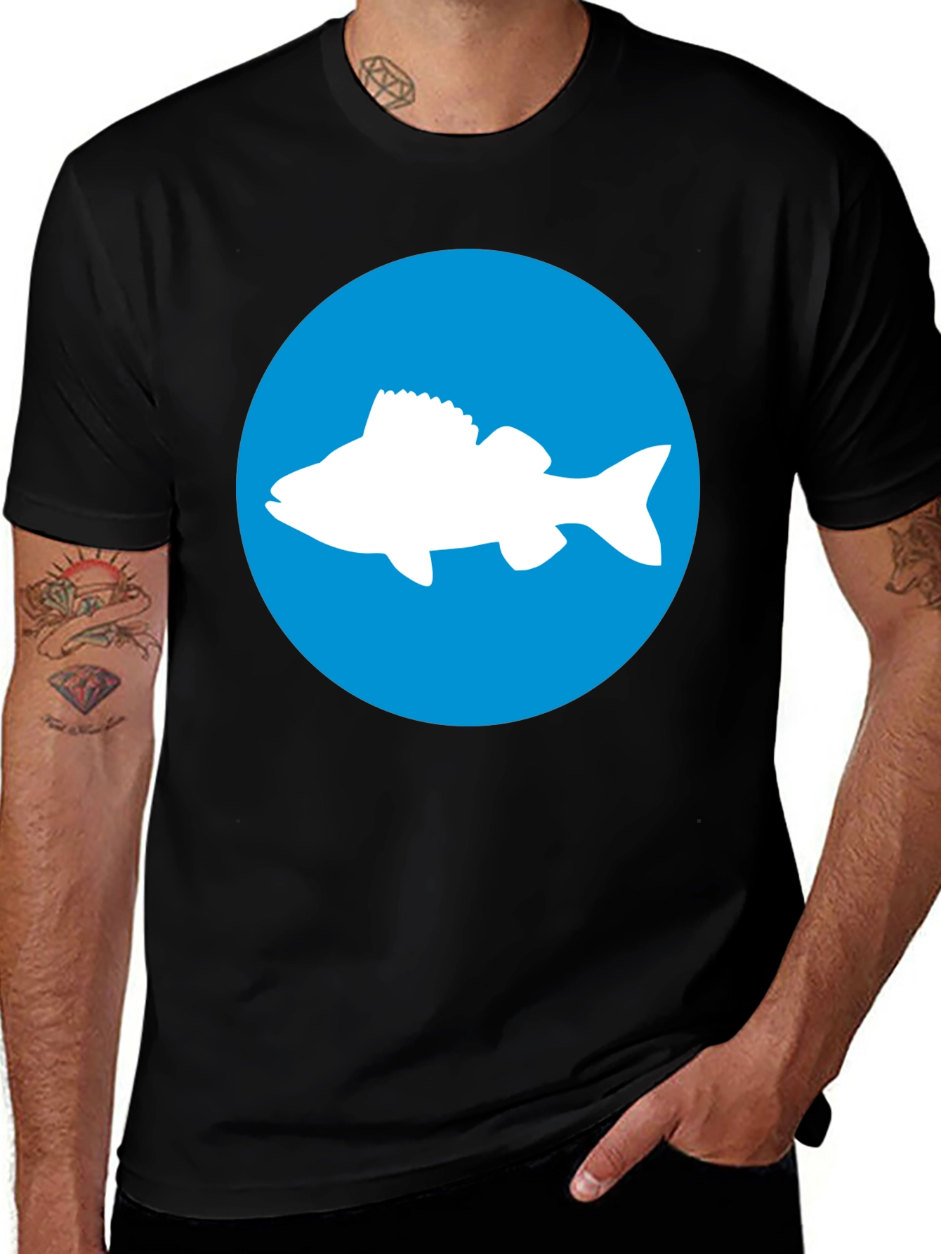 Variant 5 of Fish Graphic Tee - Blue Circle Design