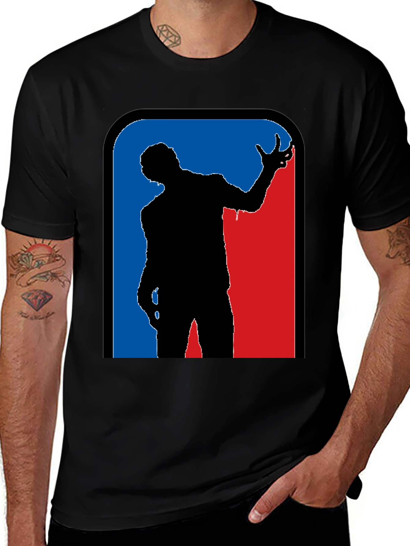 Variant 28 of Zombie NBA Logo Black Graphic T-Shirt