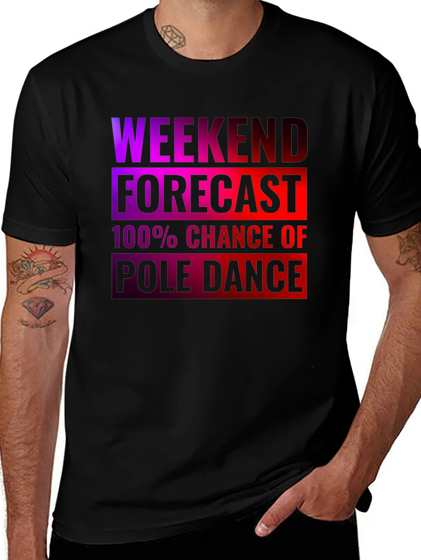 Weekend Forecast Pole Dance Graphic Tee - Fun Party T-Shirt