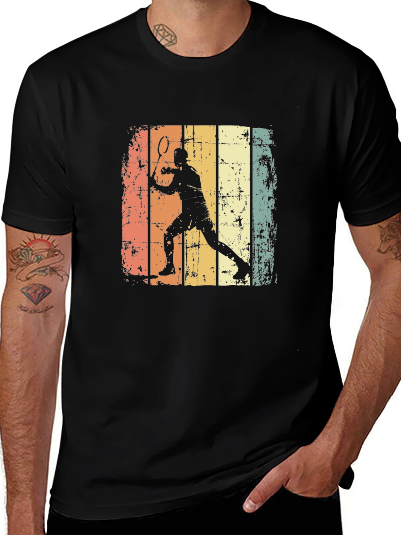 Variant 26 of Retro Badminton Player Graphic Tee