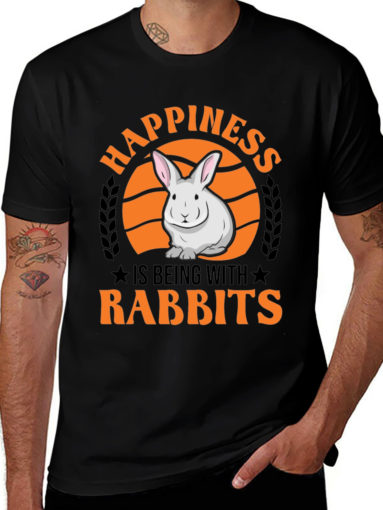 Variant 6 of Happiness is Being with Rabbits Graphic T-Shirt