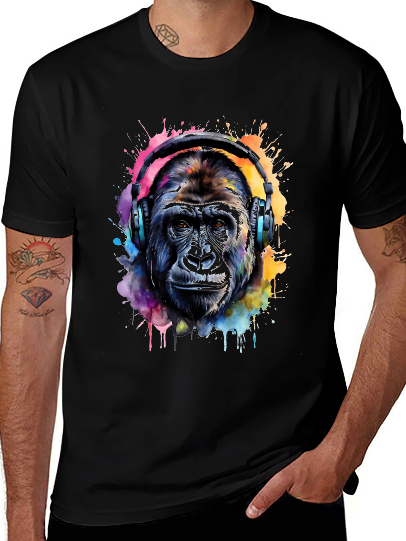 Variant 2 of Cool Gorilla Headphones Graphic Tee