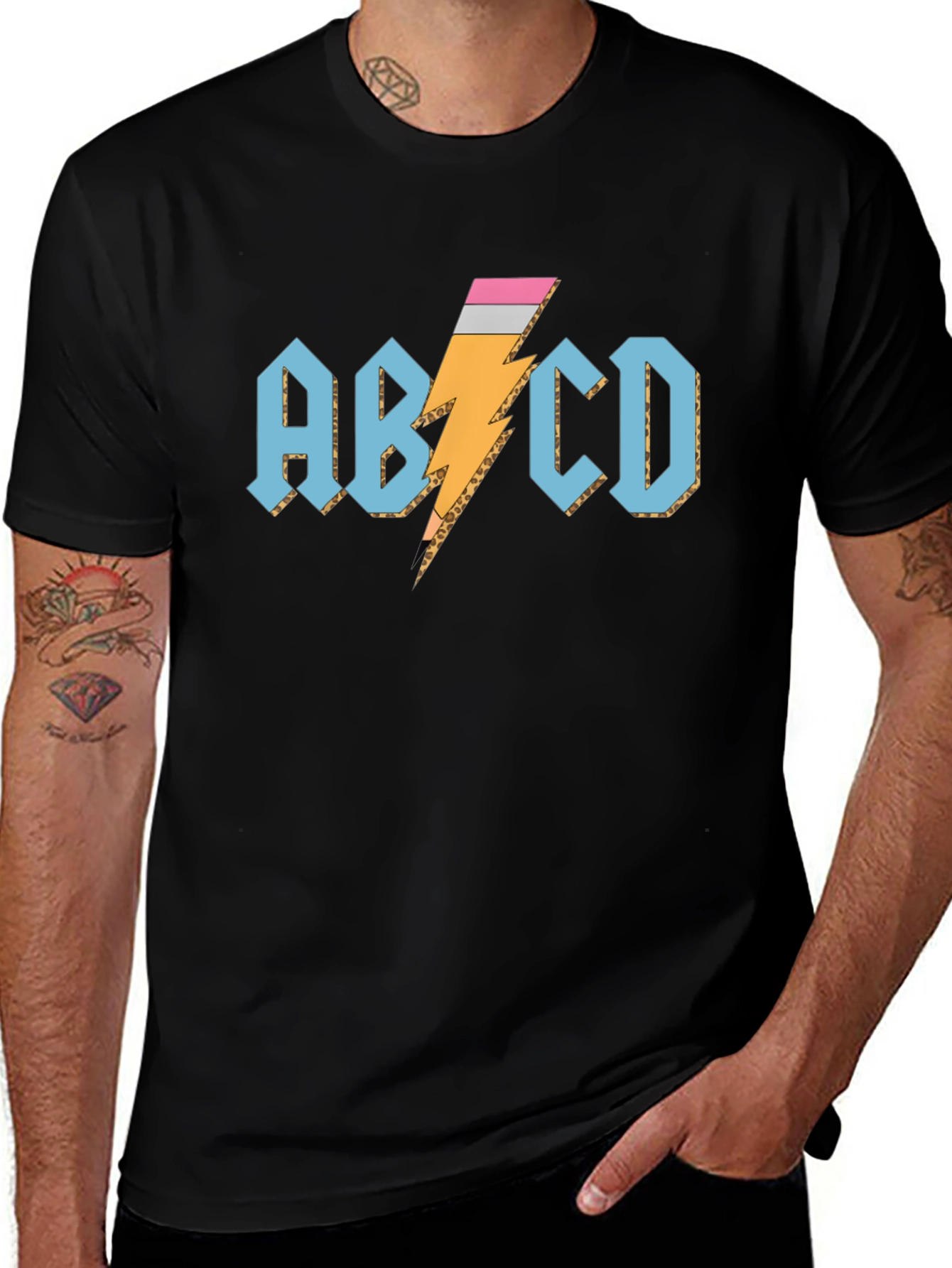 Variant 26 of ABCD Pencil Lightning Bolt Rock Style T-Shirt