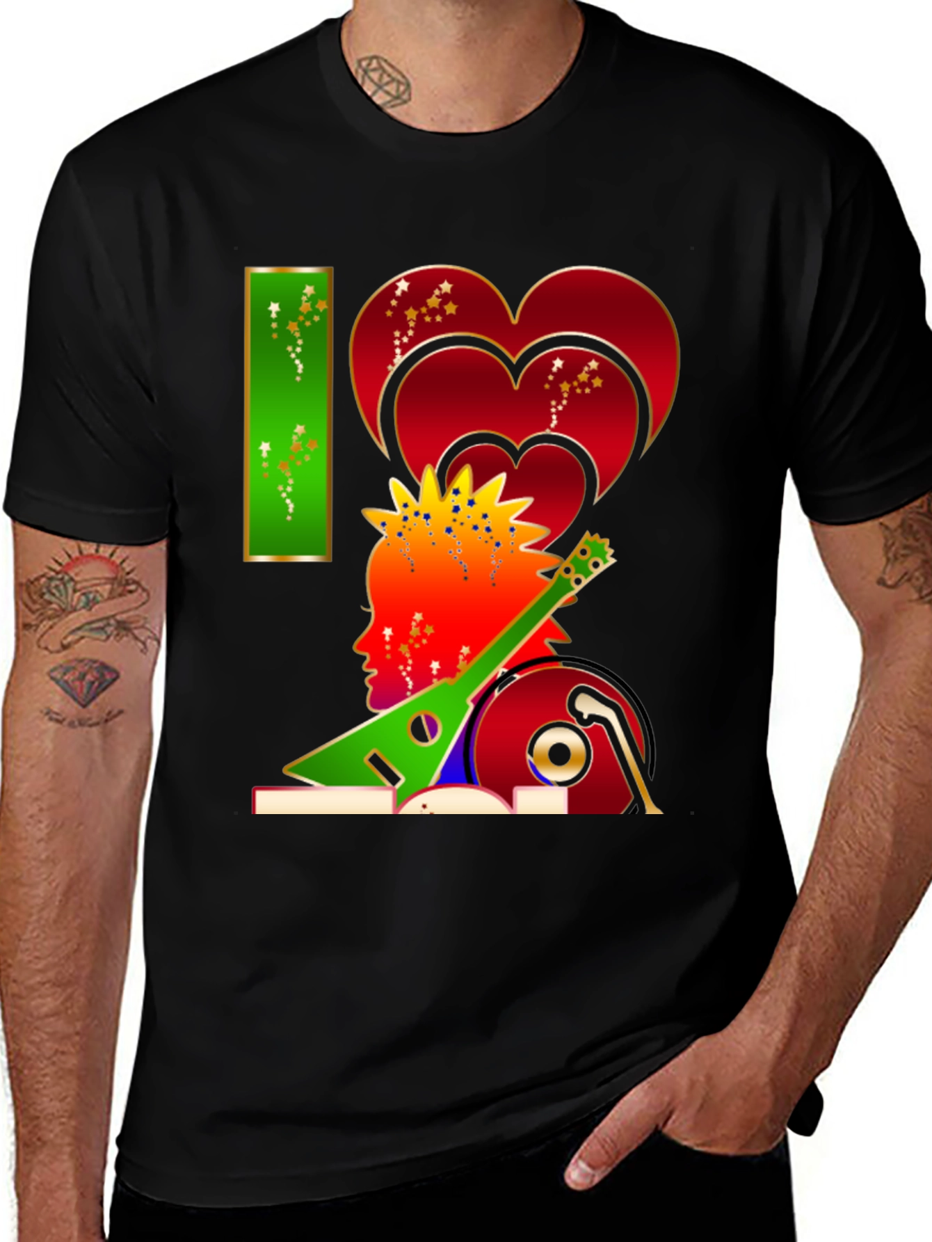 Variant 2 of I Love Music Graphic Tee - Stylish Unisex Design