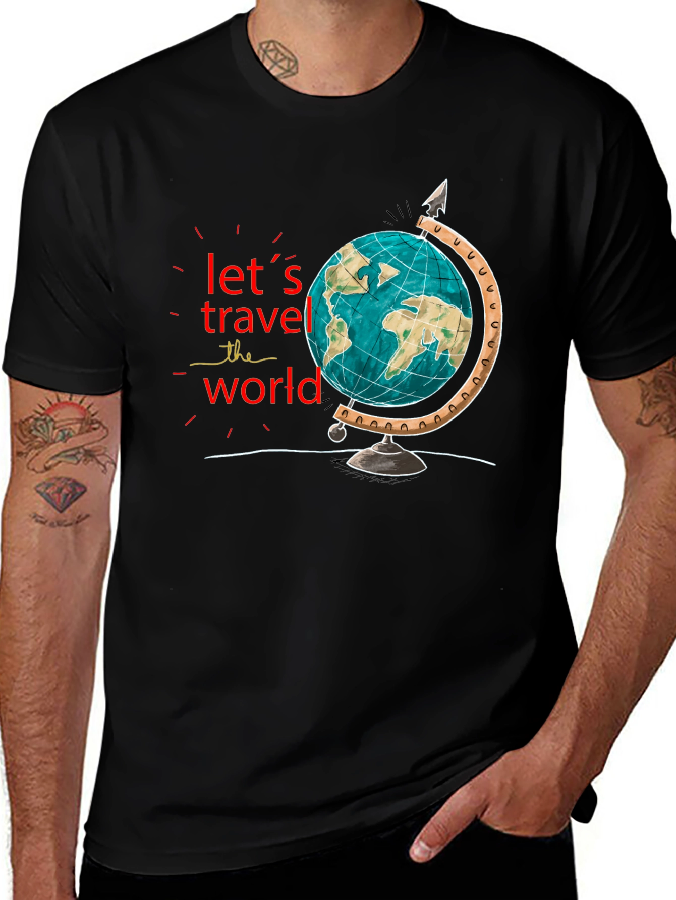 Let's Travel the World Black T-Shirt