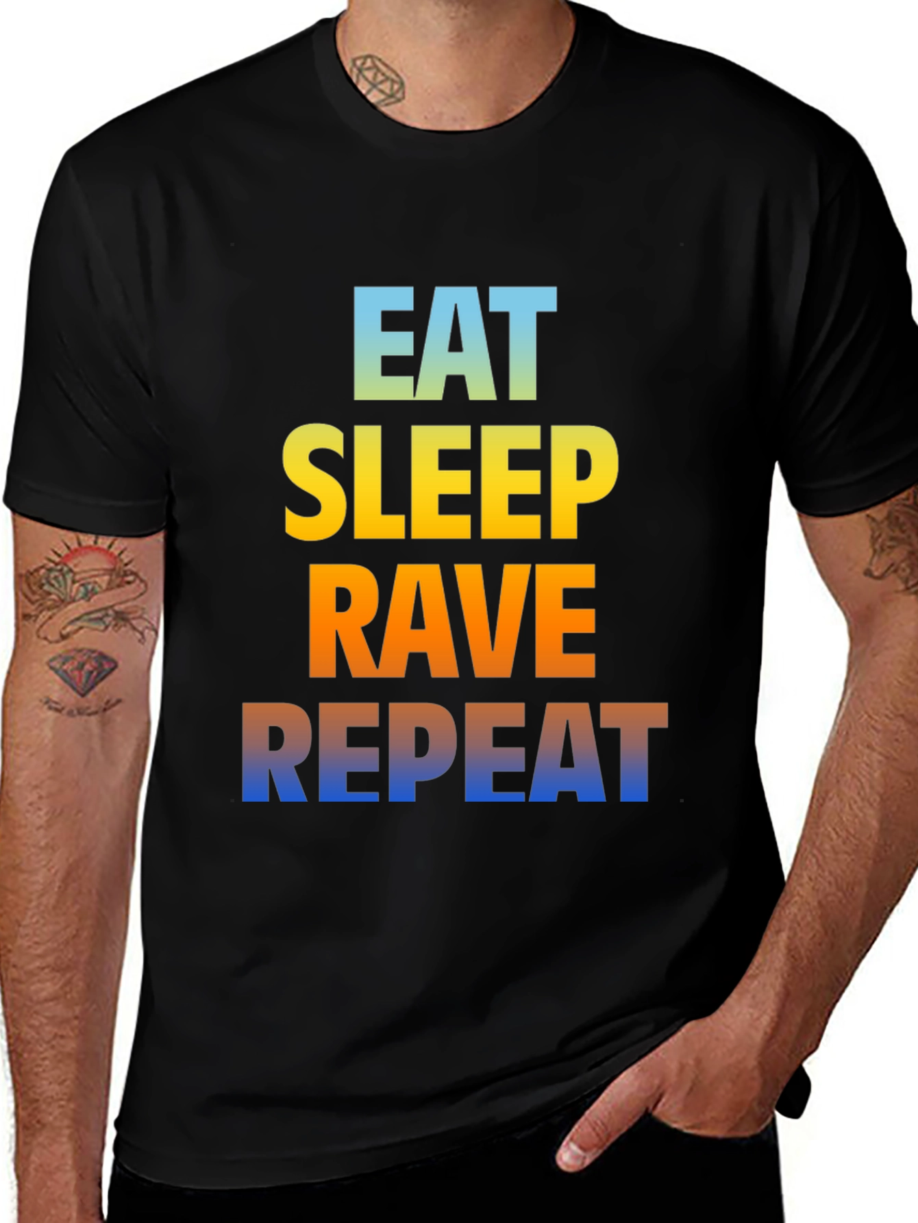 Variant 7 of Eat Sleep Rave Repeat T-Shirt - Party Edition