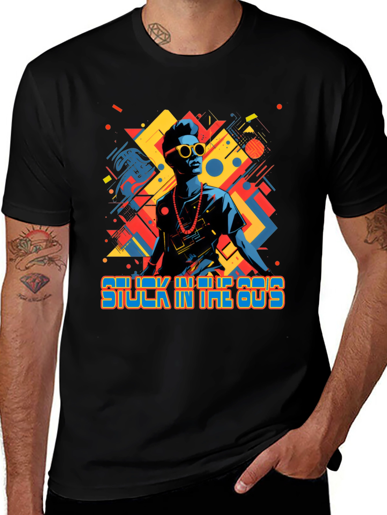 Variant 25 of Stuck in the 80s Retro Graphic Tee - Black