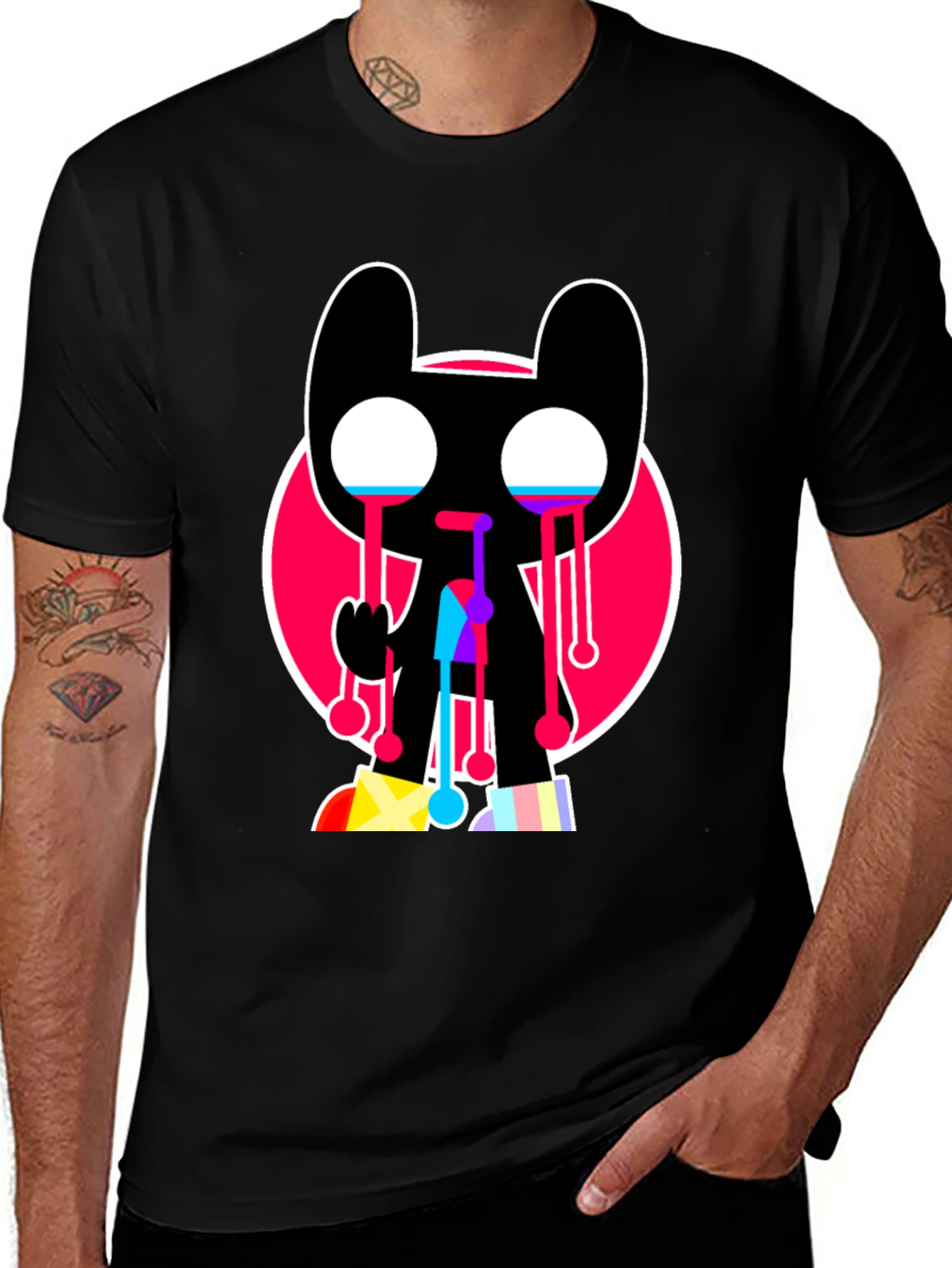Variant 2 of Trendy Crying Graphic Tee - Black