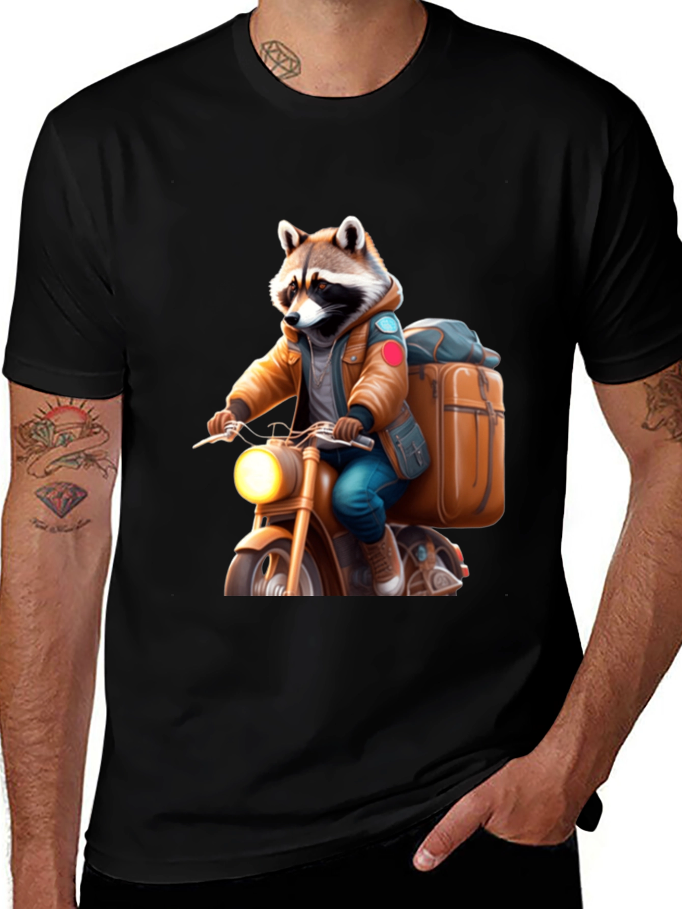 Variant 24 of Raccoon Motorcycle Delivery T-Shirt