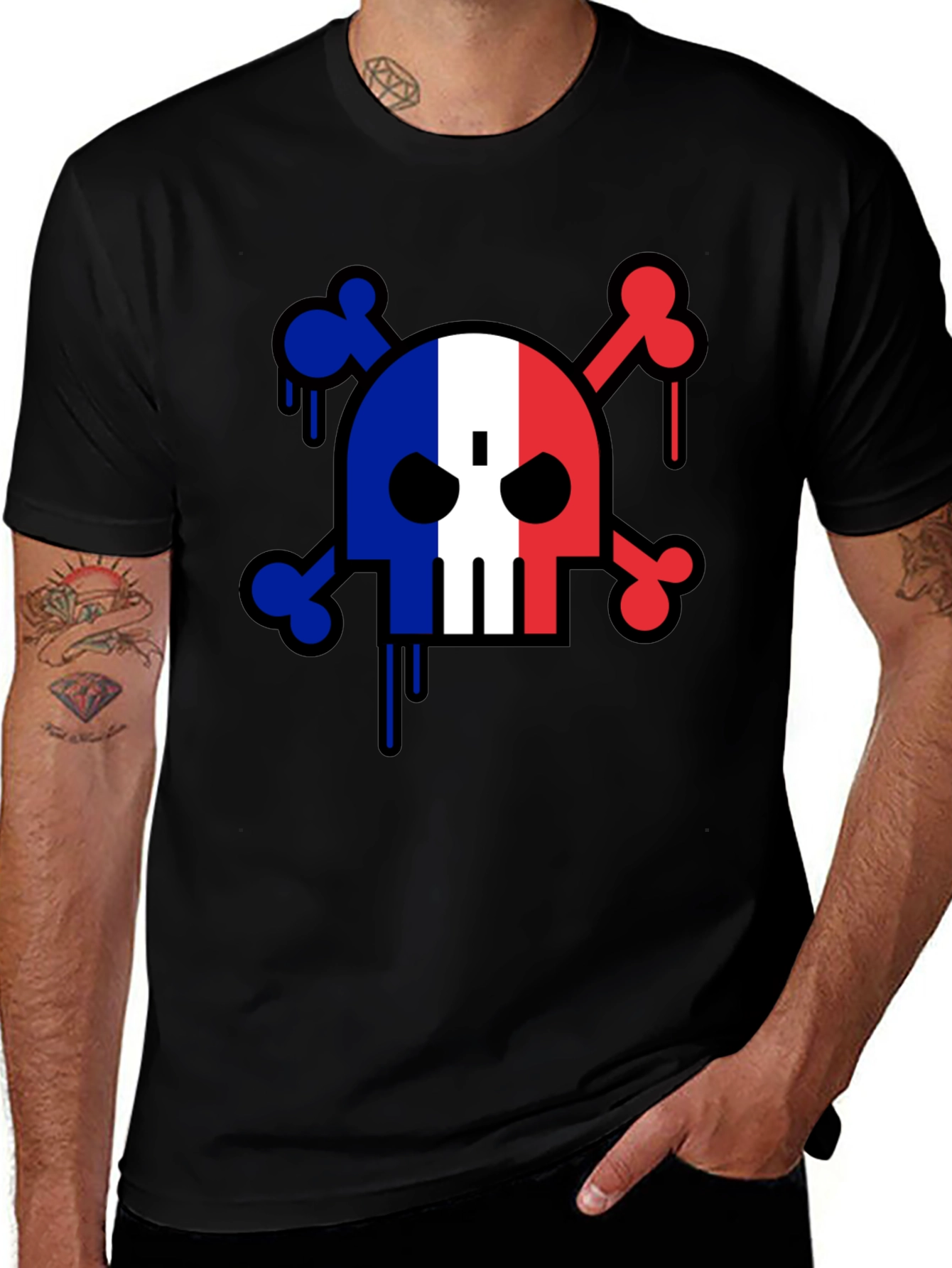 Variant 21 of French Flag Skull Graphic T-Shirt
