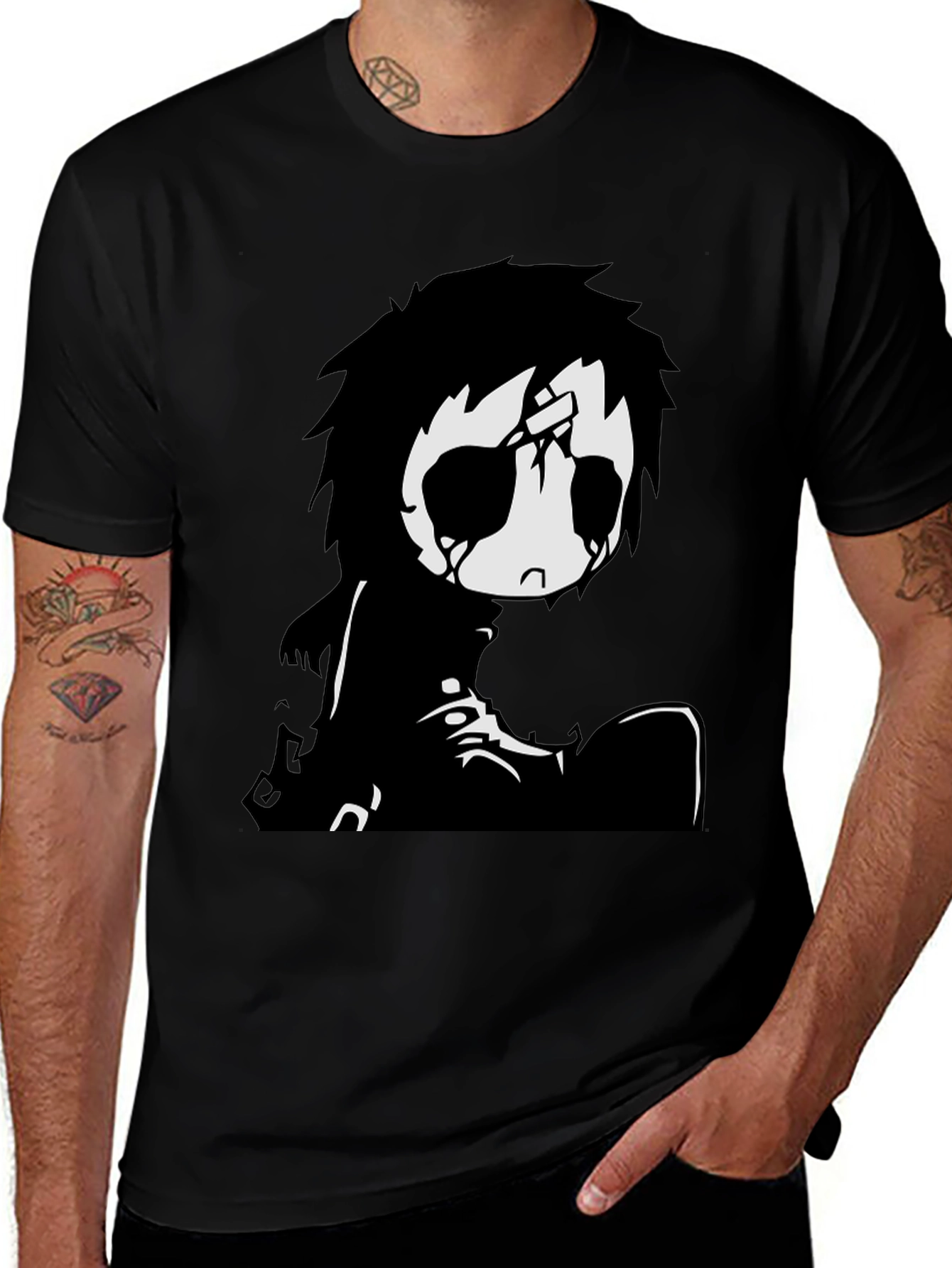Emo Anime Character Black T-Shirt